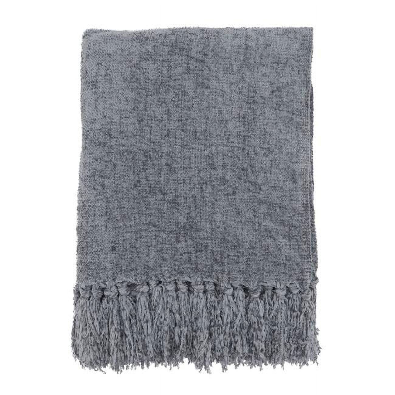 50"x60" Chenille Throw Blanket Soft Gray - Design Imports: Cozy for Couch, Lightweight Woven Polyester