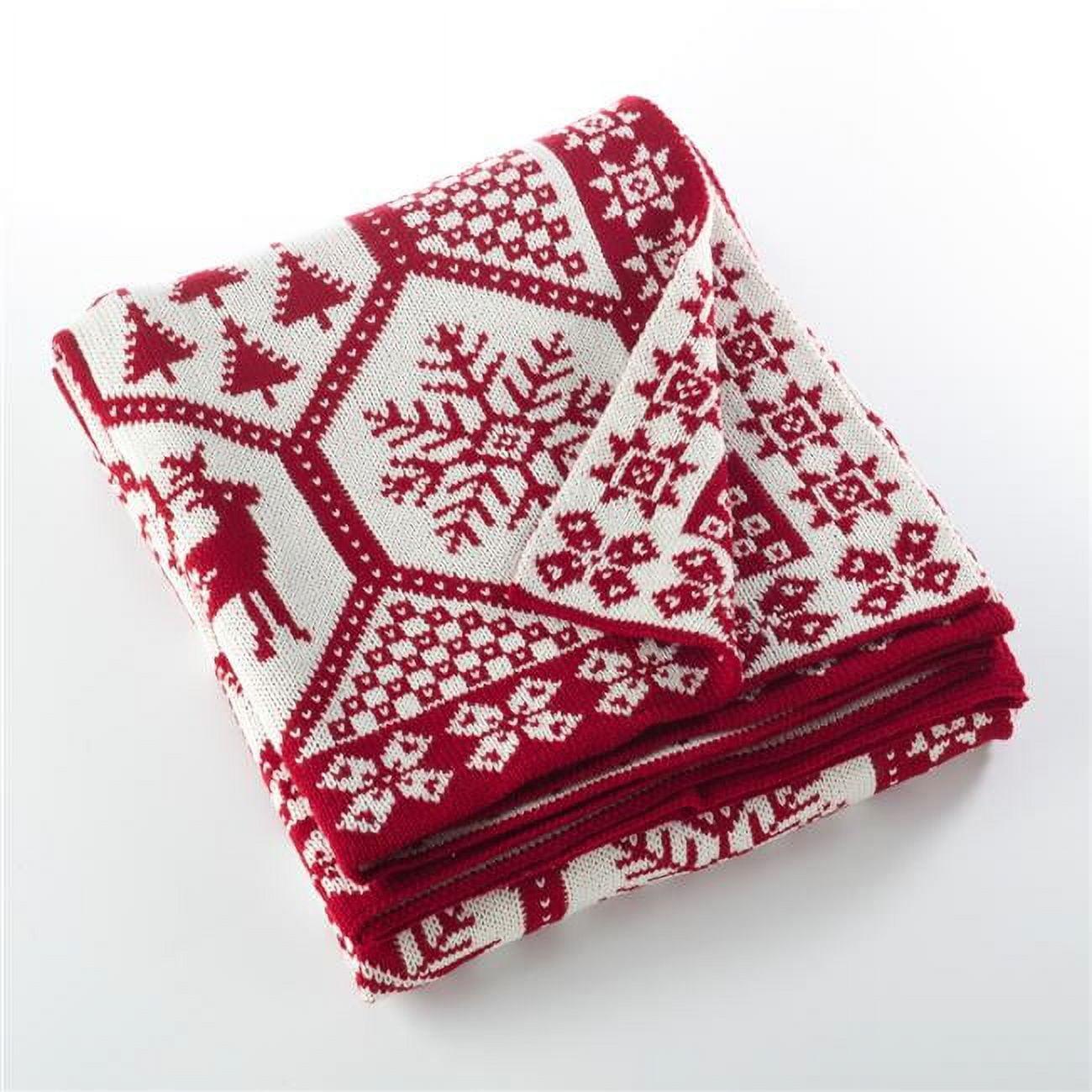 50"x60" Christmas Design Knitted Throw Blanket Red - Saro Lifestyle