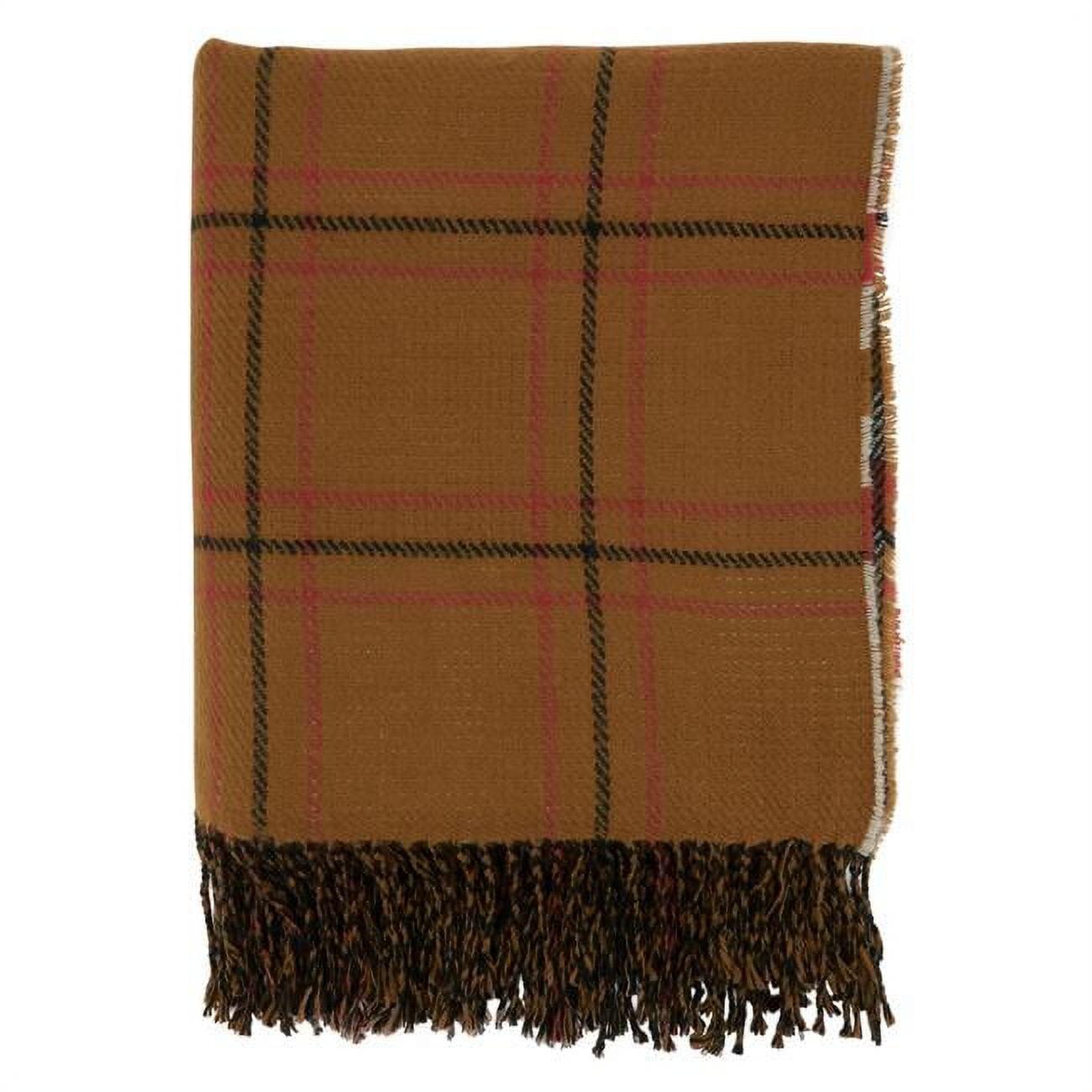 Design Imports 50"x60" Reversible Plaid Throw Blanket Rust : 20x20 Inch Polyester, Machine Washable Cloth Napkins