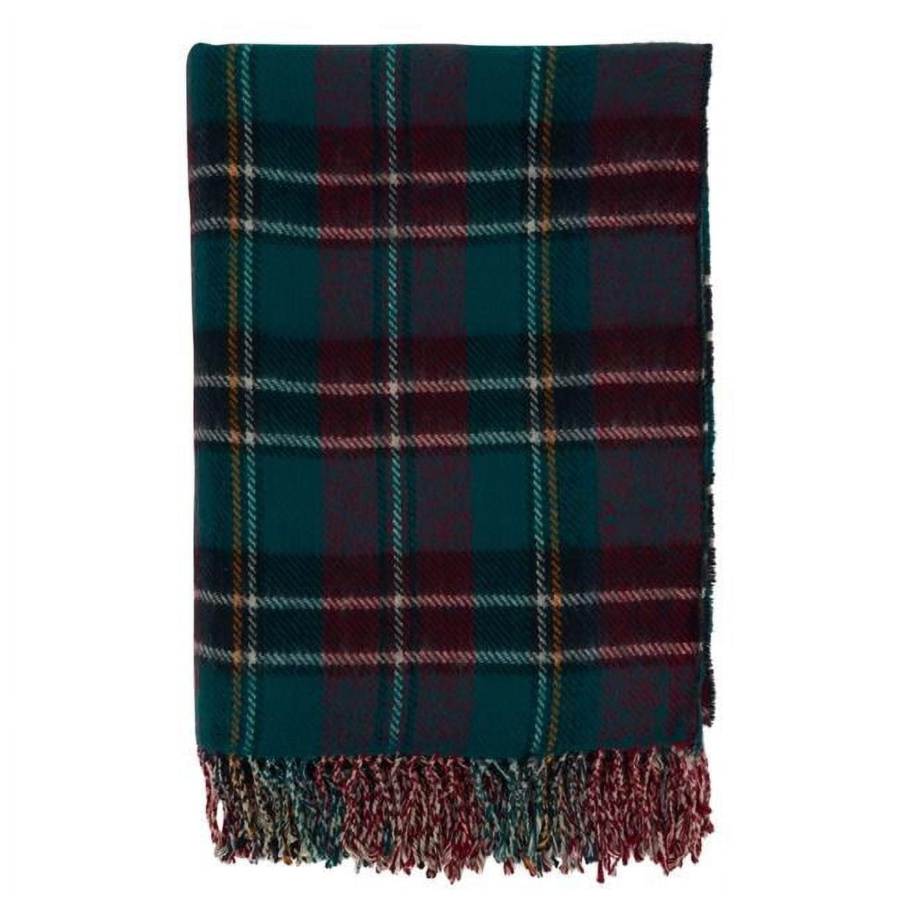 Green and Red Reversible Plaid Acrylic Throw Blanket