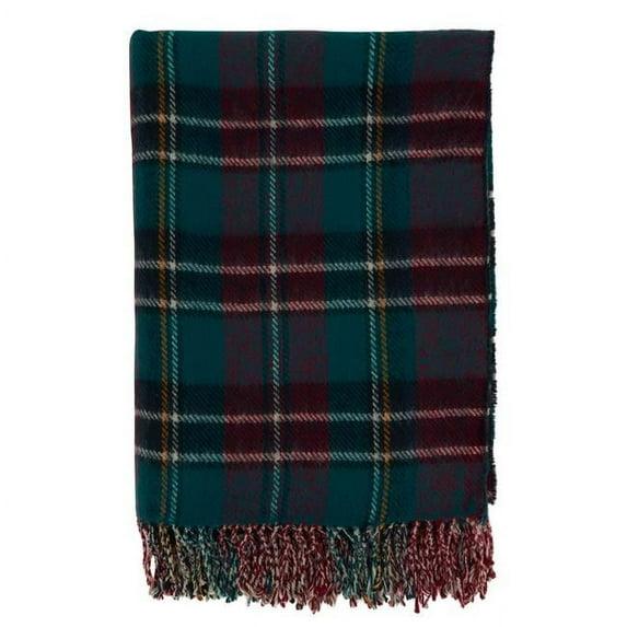 SARO TH910.G5060 50 x 60 in. Oblong Green Reversible Plaid Throw Blanket