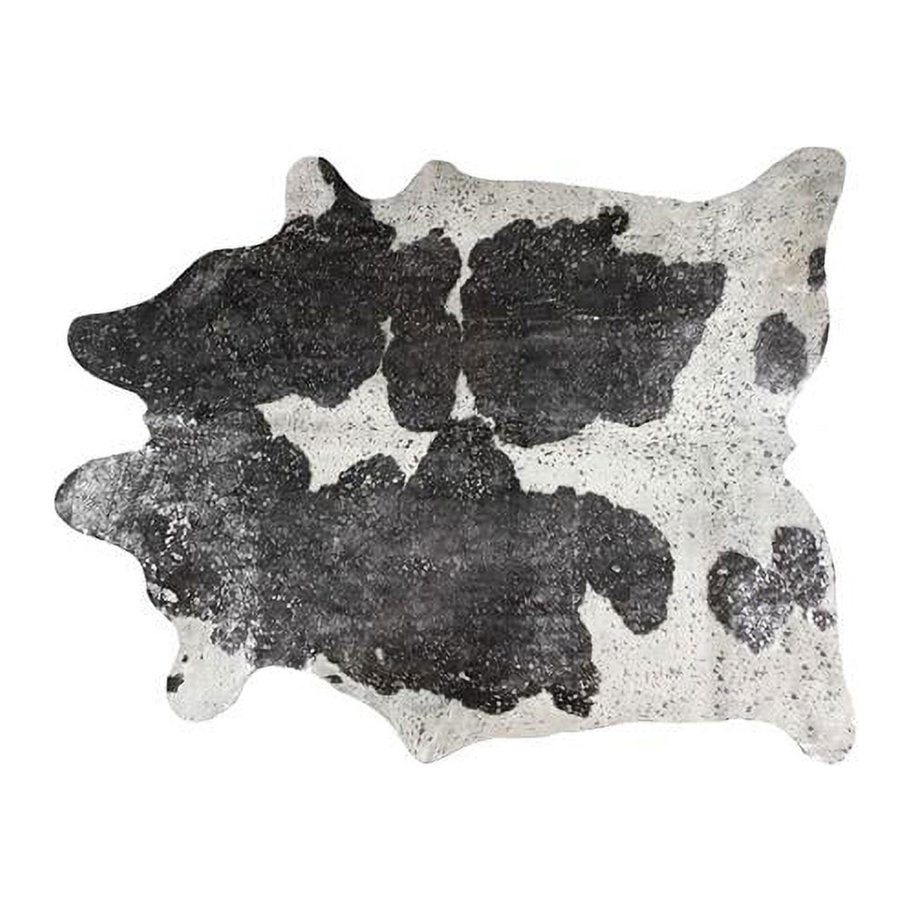 Luxurious Handmade Brazilian Cowhide Rug in Black, Silver, and White