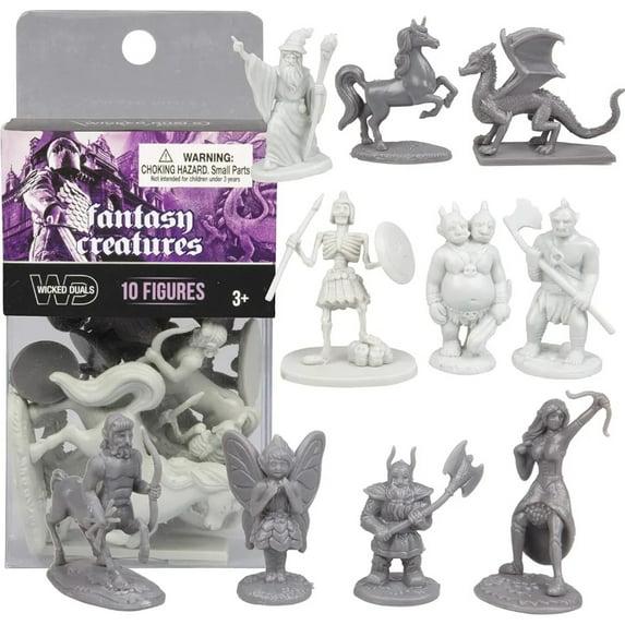 Fantasy Creatures Action Figure Playset 10 pcs - Monster Battle Toy Collection - w Dragons, Wizards, & More - Perfect for Roleplaying RPG, D&D Gaming
