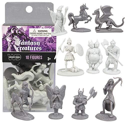 Fantasy Creatures Action Figure Playset 10 pcs - Monster Battle Toy Collection - w Dragons, Wizards, & More - Perfect for Roleplaying RPG, D&D Gaming