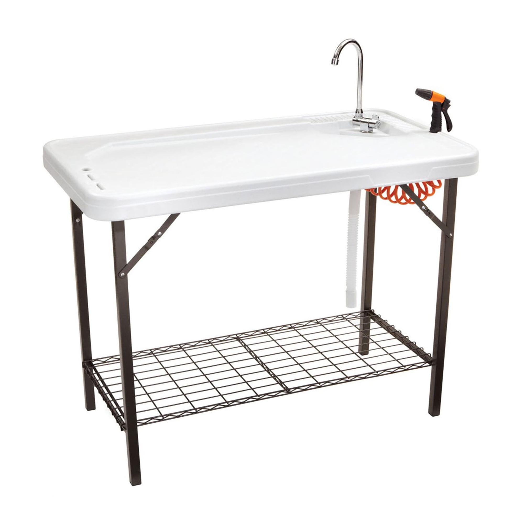 Deluxe Outdoor Fish & Game Cleaning Station with Faucet and Shelf, 49"