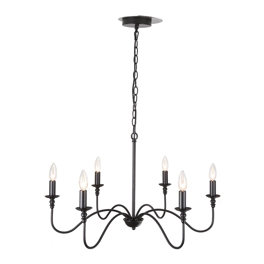 Black Iron 6-Light Adjustable Candle Chandelier