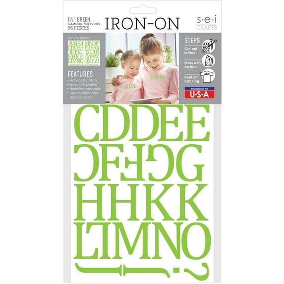 SEI 1.5 inch Camdon Iron-on Heat Transfer Poly Letters, Lime Green