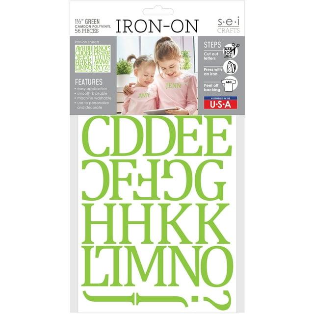 SEI 1.5 inch Camdon Iron-on Heat Transfer Poly Letters, Lime Green