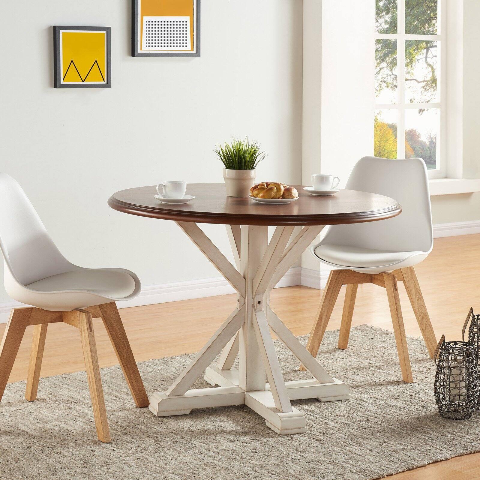 Barrisdale Two-Toned Farmhouse Round Dining Table for Four