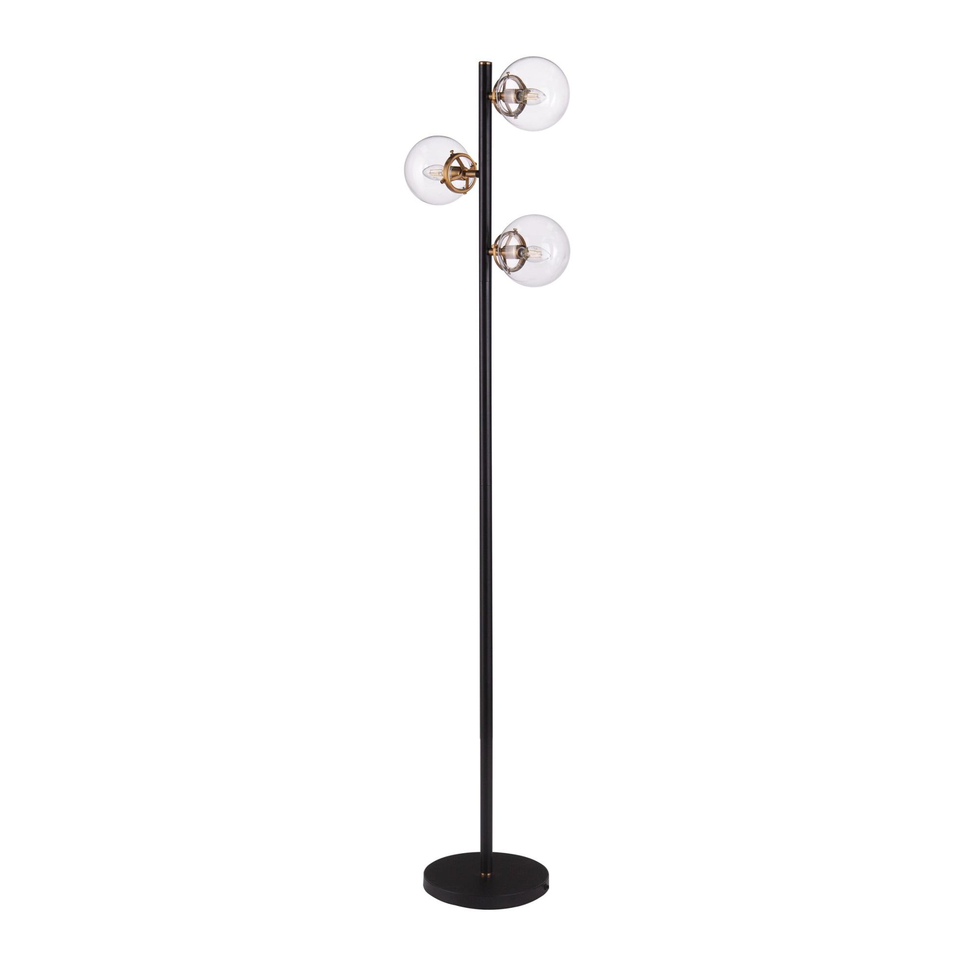 Boltonly Black and Gold 3-Light Floor Lamp with Glass Globes