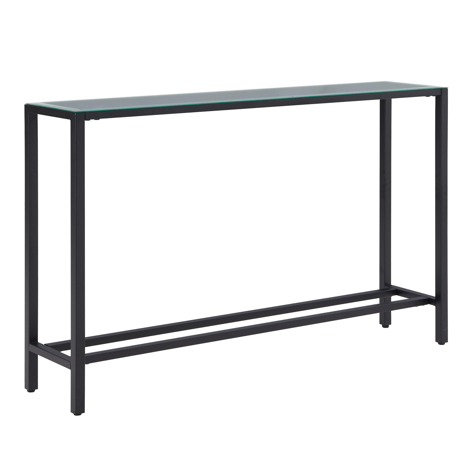 Darrin Slim Transitional Mirrored Console Table in Black