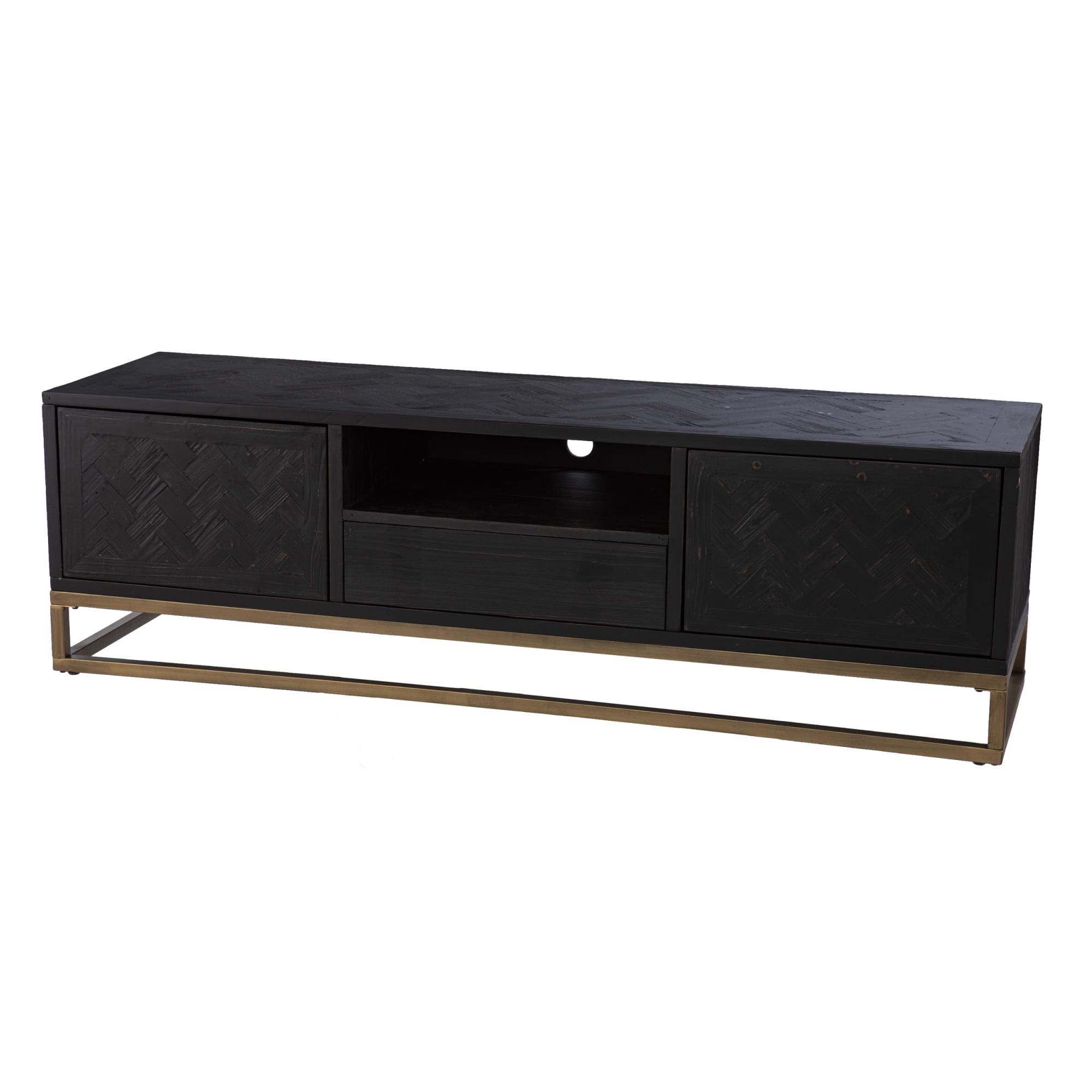 Modern Black Reclaimed Wood Media Console with Storage