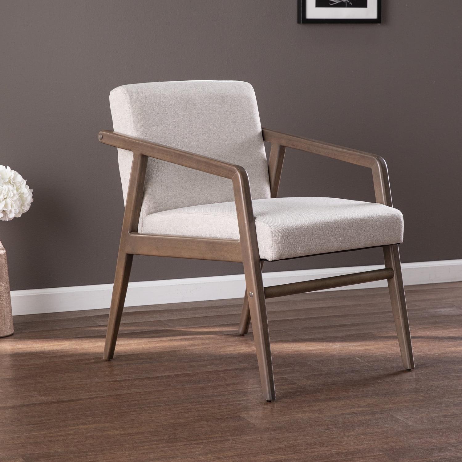 Elegant Cream-Brown Transitional Wood Accent Chair