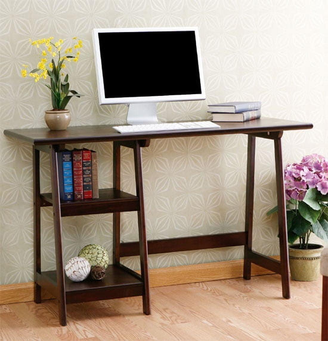 Transitional Espresso Hardwood A-Frame Home Office Desk