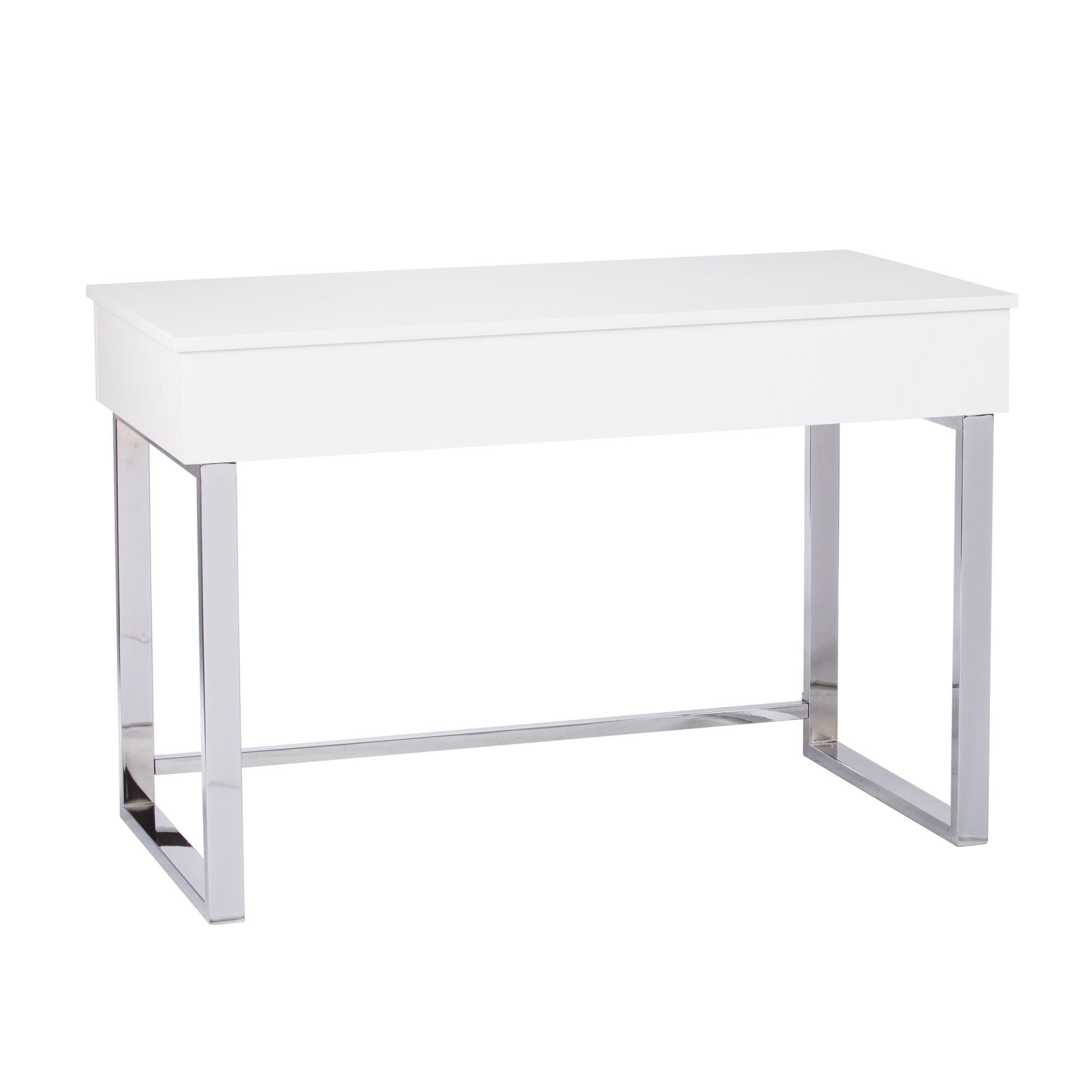 White Adjustable Height Sit-Stand Desk with Chrome Legs