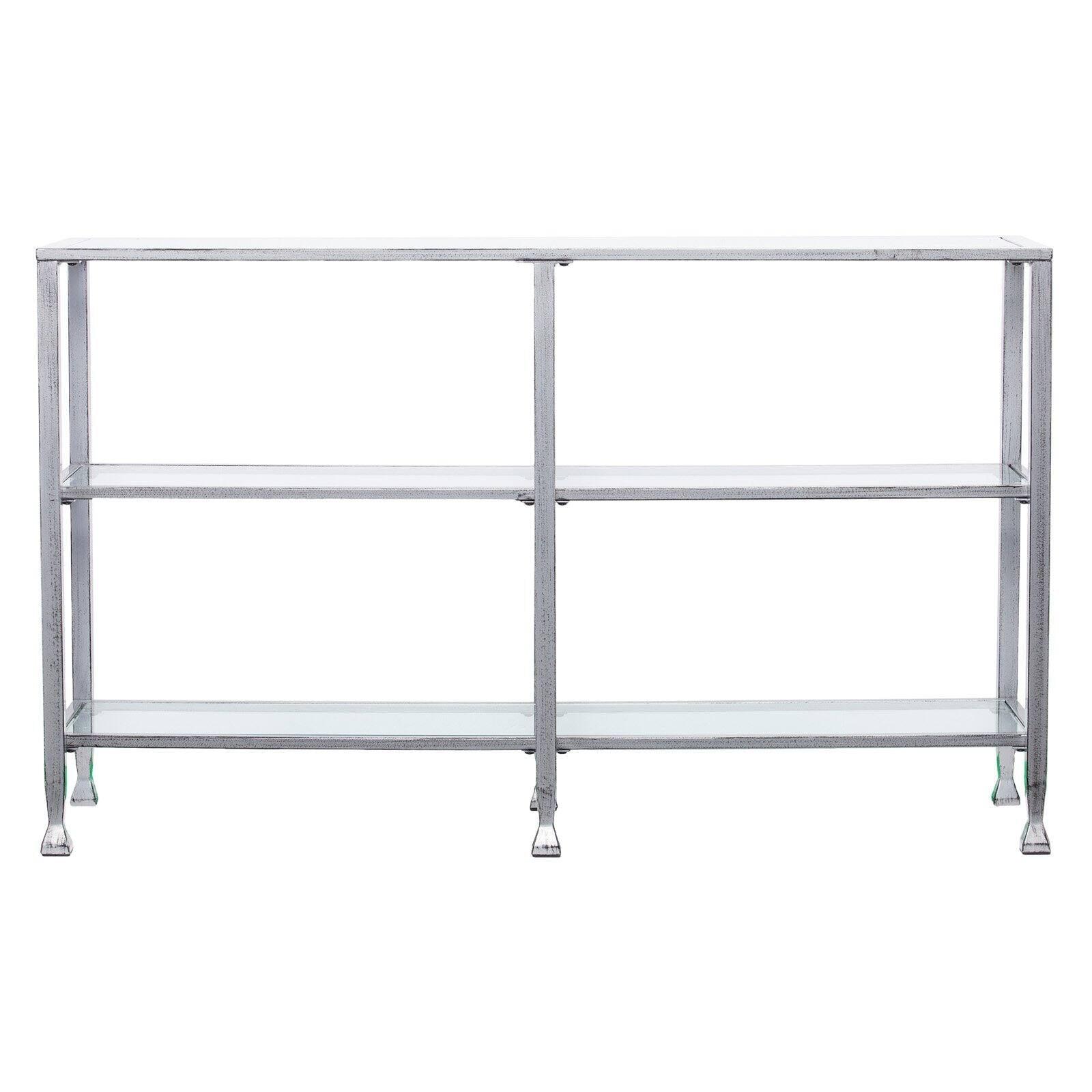 Silver Metal and Glass 48" Console Table with Storage