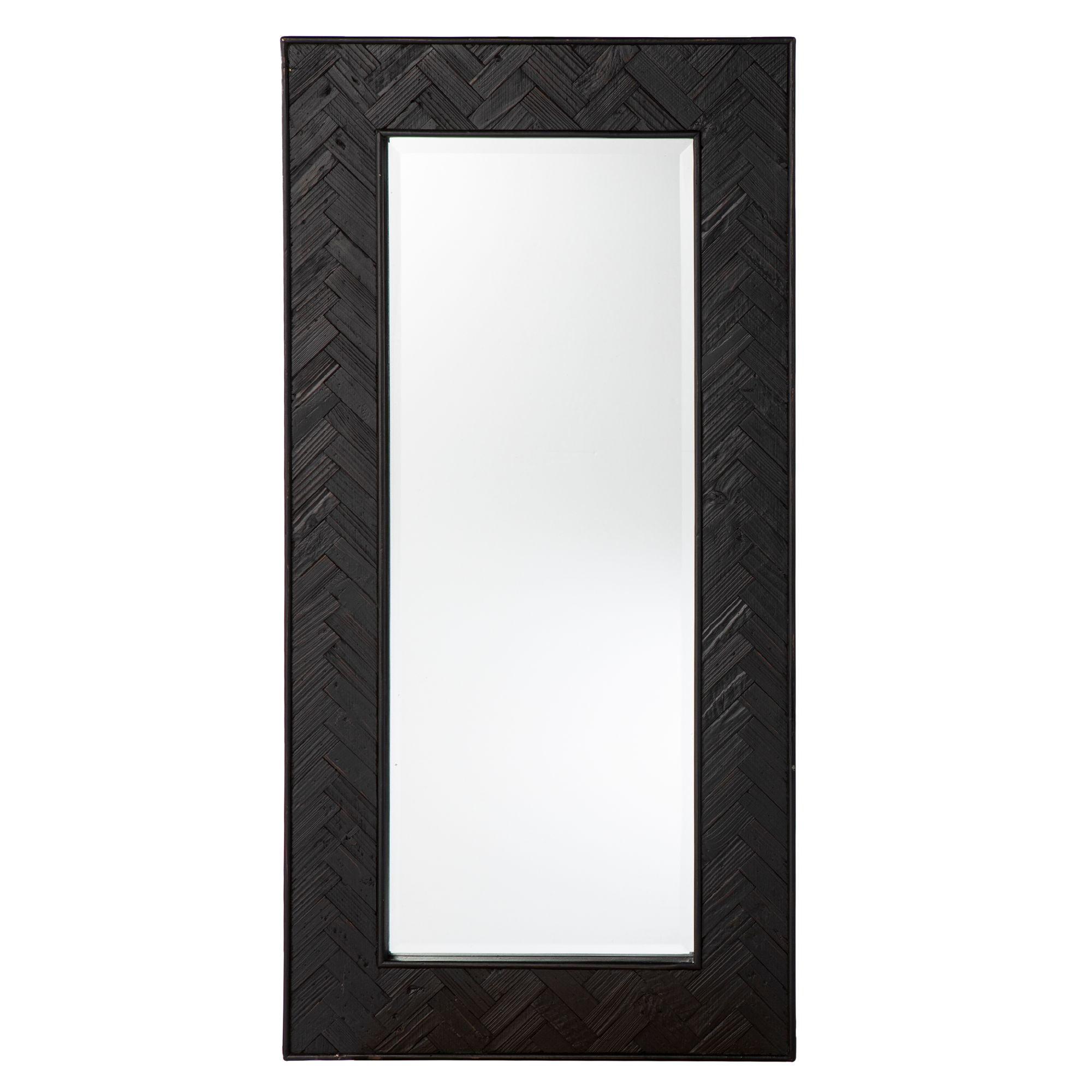 Black Rectangular Reclaimed Wood Beveled Mirror