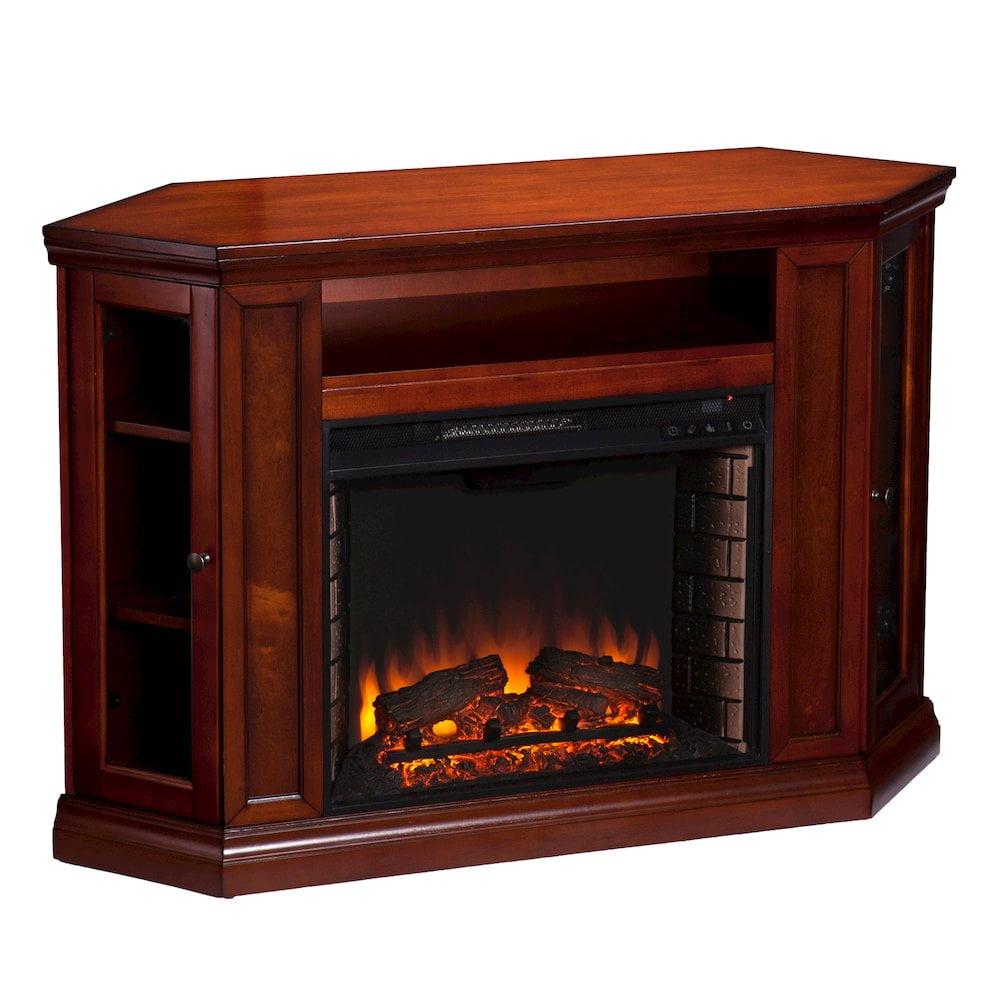 SEI Furniture Ponoma Convertible Media Electric Fireplace in Mahogany