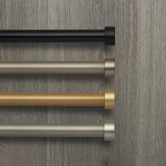 Serena 1" Window Drapery Single Curtain Rod with Contemporary Cap Finial - 86" - Pewter - Elrene Home Fashions