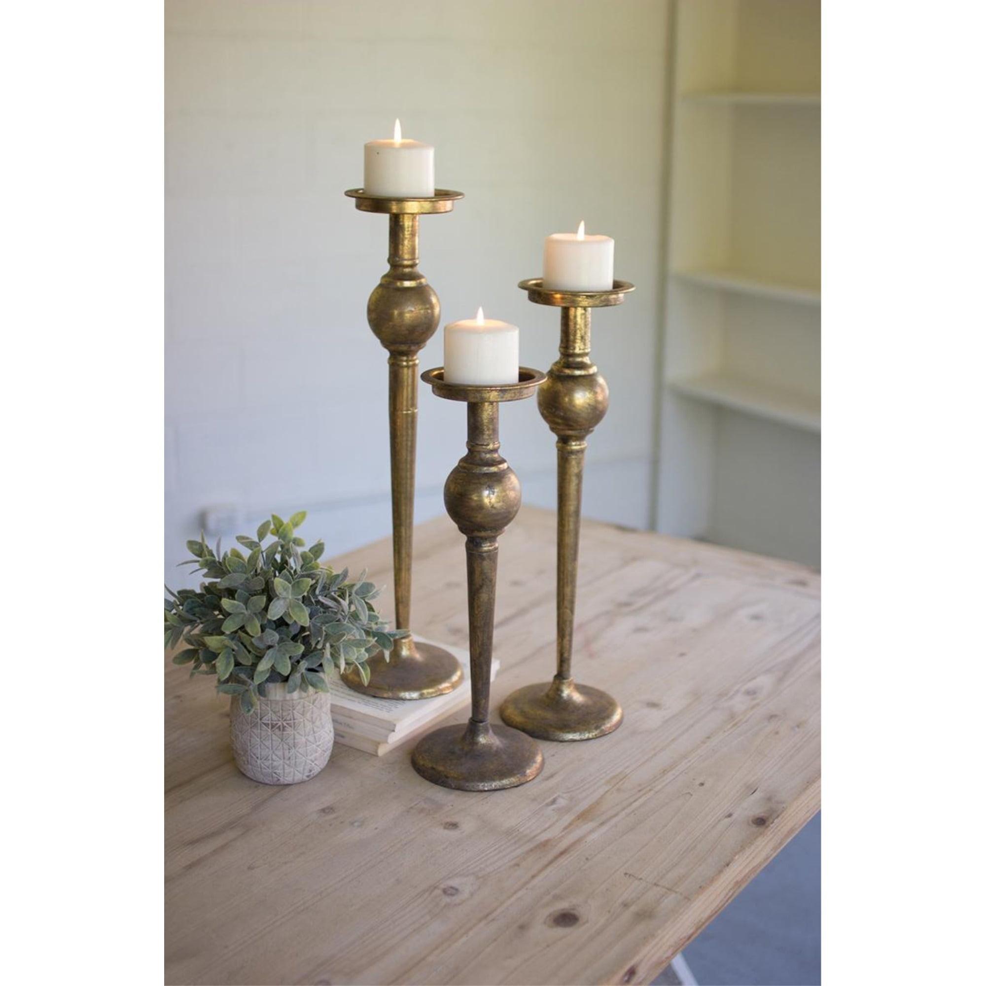 Set of Three Brass Finish Hanging Candle Stands