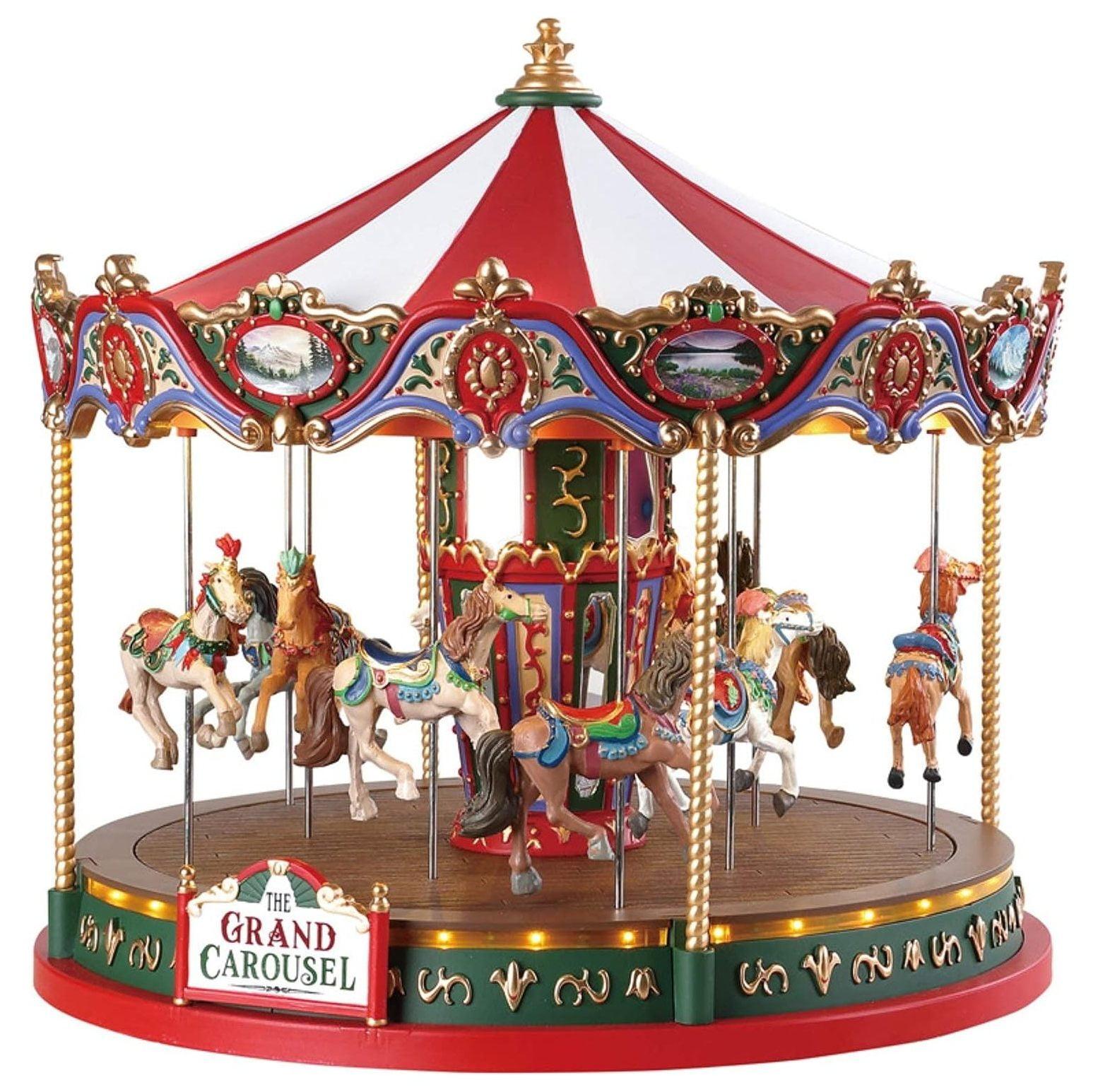 The Grand Carousel Multicolored Christmas Village Decor