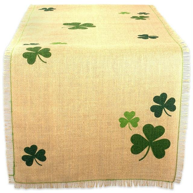 DII Shamrock Printed Jute Table Runner 14x74"