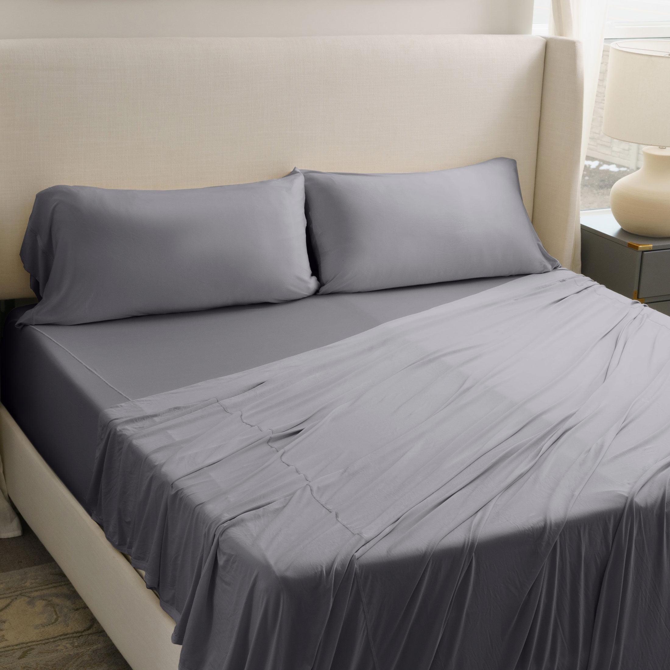 Queen Pewter Deep Pocket Cooling Sheet Set with Pillowcases