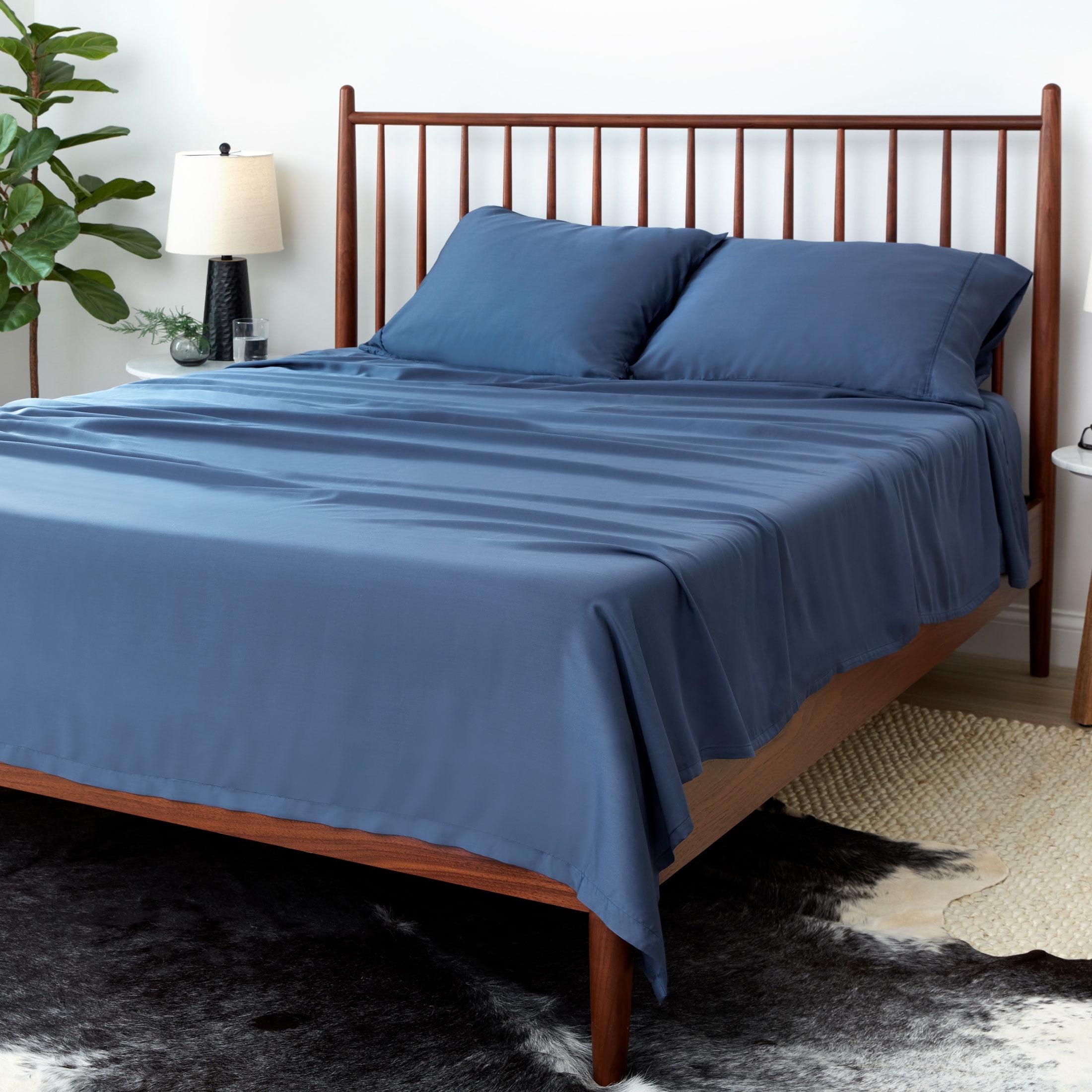 SHEEX Arctic Aire Max Sheet Set with 2 Pillowcases, Queen - Soft as Silk - 100% Tencel Lyocell Sateen - Cooling - Breathable - Moisture-Wicking, Denim