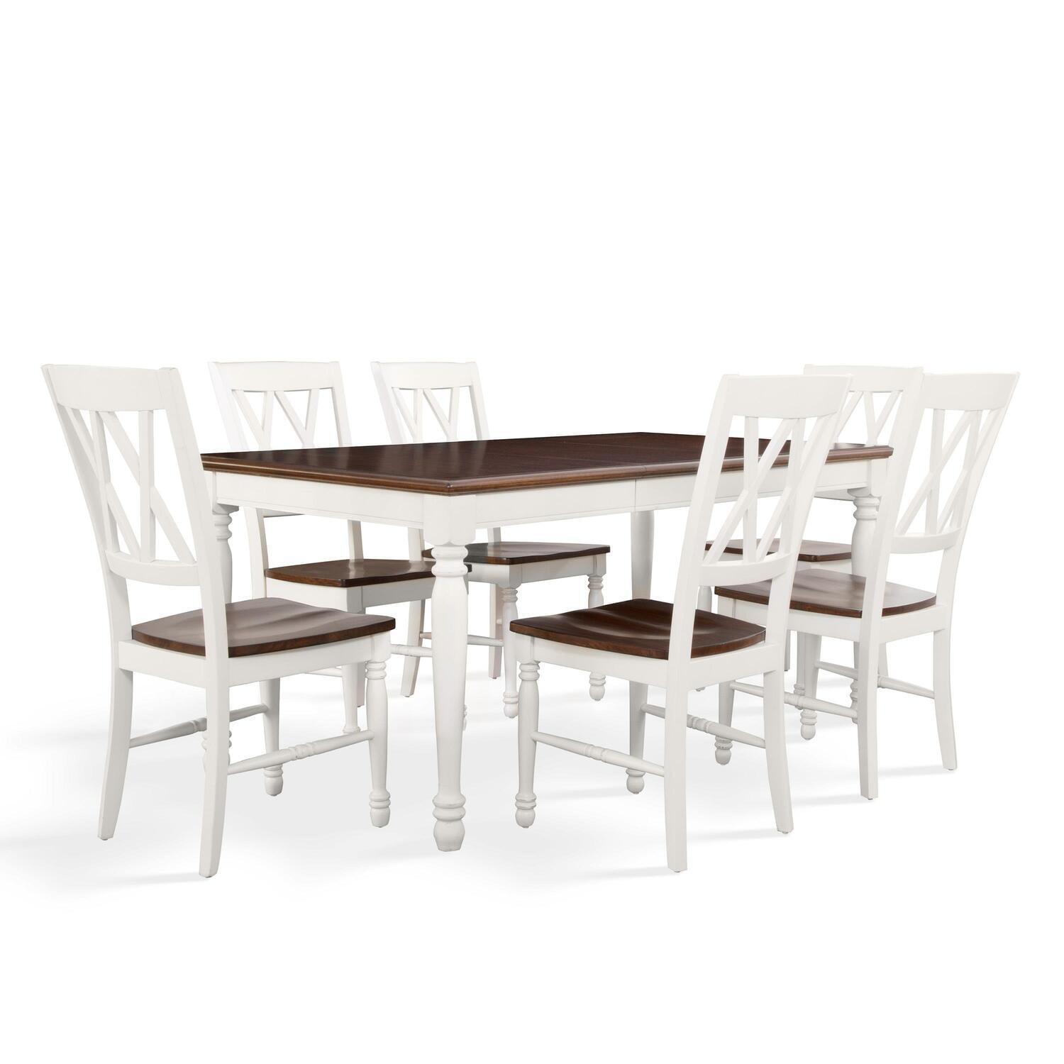 Classic Shelby 7-Piece White and Cherry Extendable Dining Set