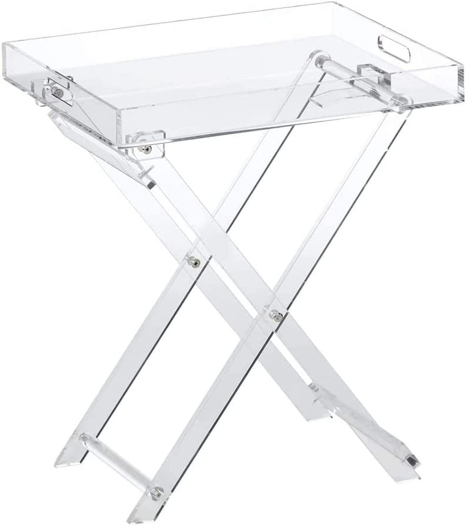 Sleek Chic Transparent Acrylic Folding Side Table with Handles