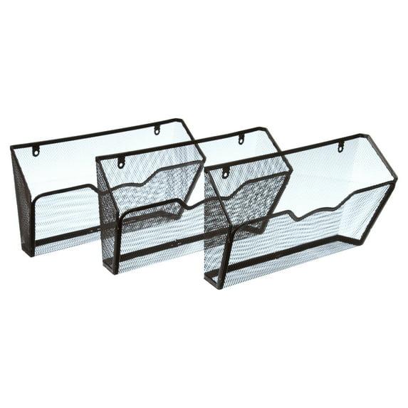 SHW 3PK Single Pocket Wall Mount File Holder, Black