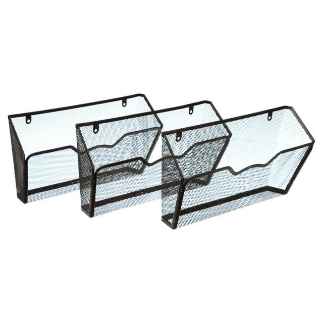SHW 3PK Single Pocket Wall Mount File Holder, Black