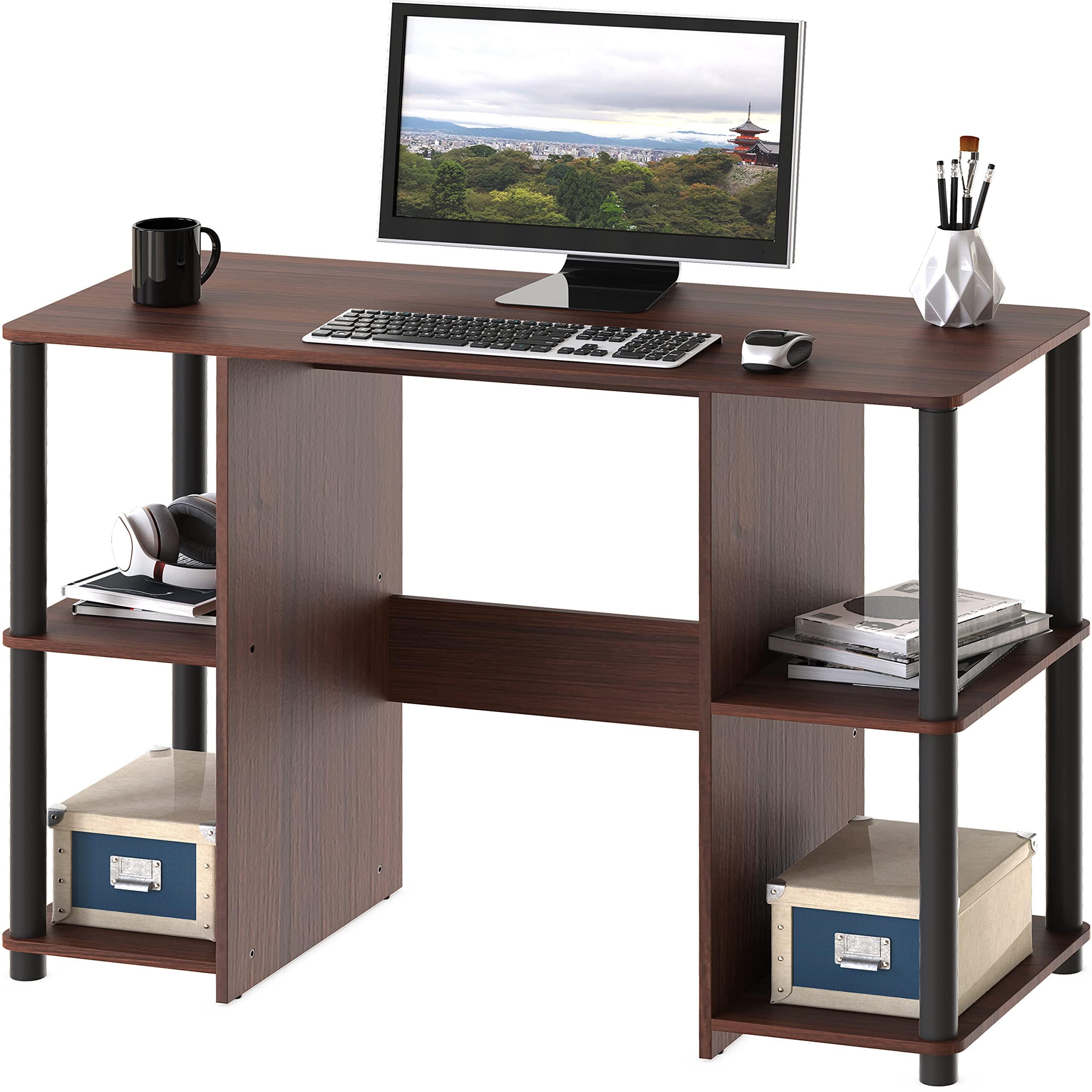 Cherry Wood Computer Desk with Drawer and Shelves