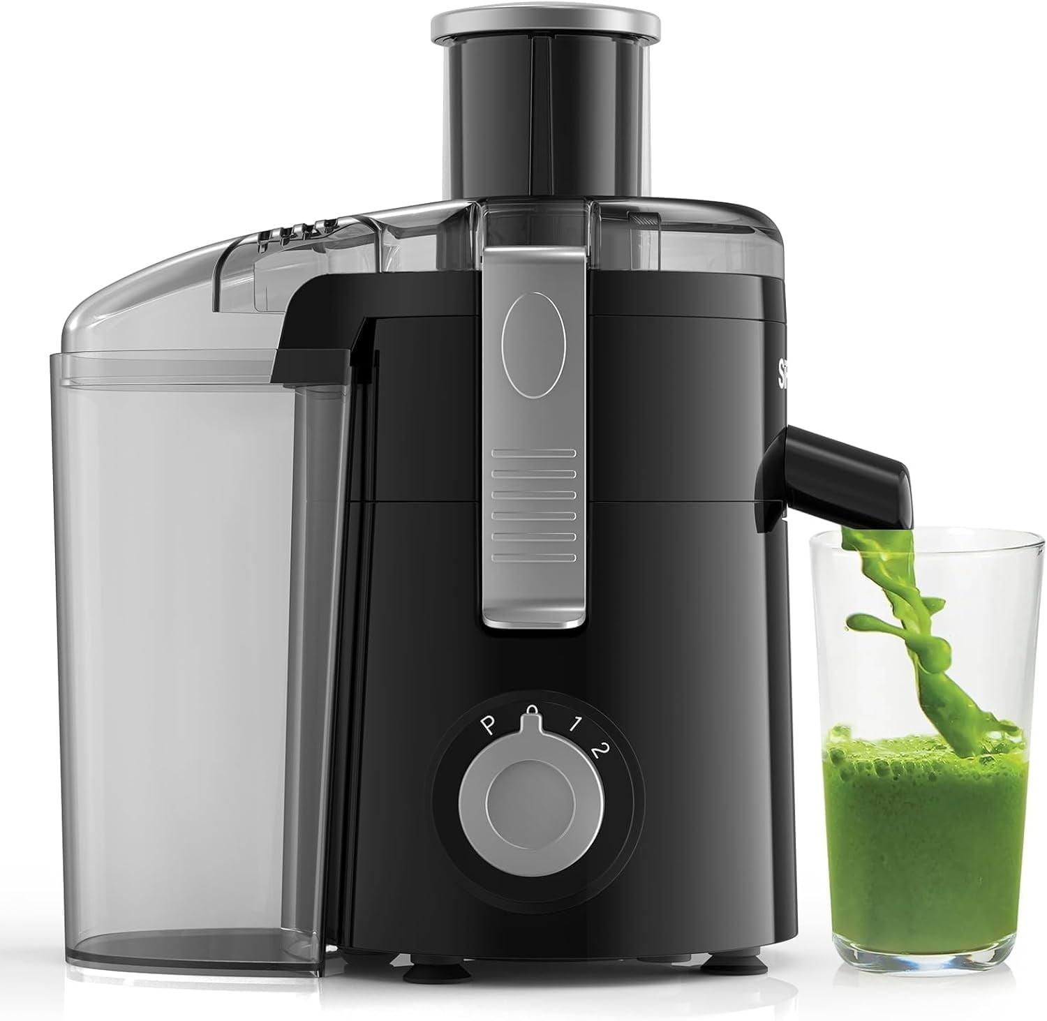 SiFENE 350W Centrifugal Juicer Machine, 2.5" Wide Chute, 3 Speed Setting, Compact Design, Easy to Clean, Black