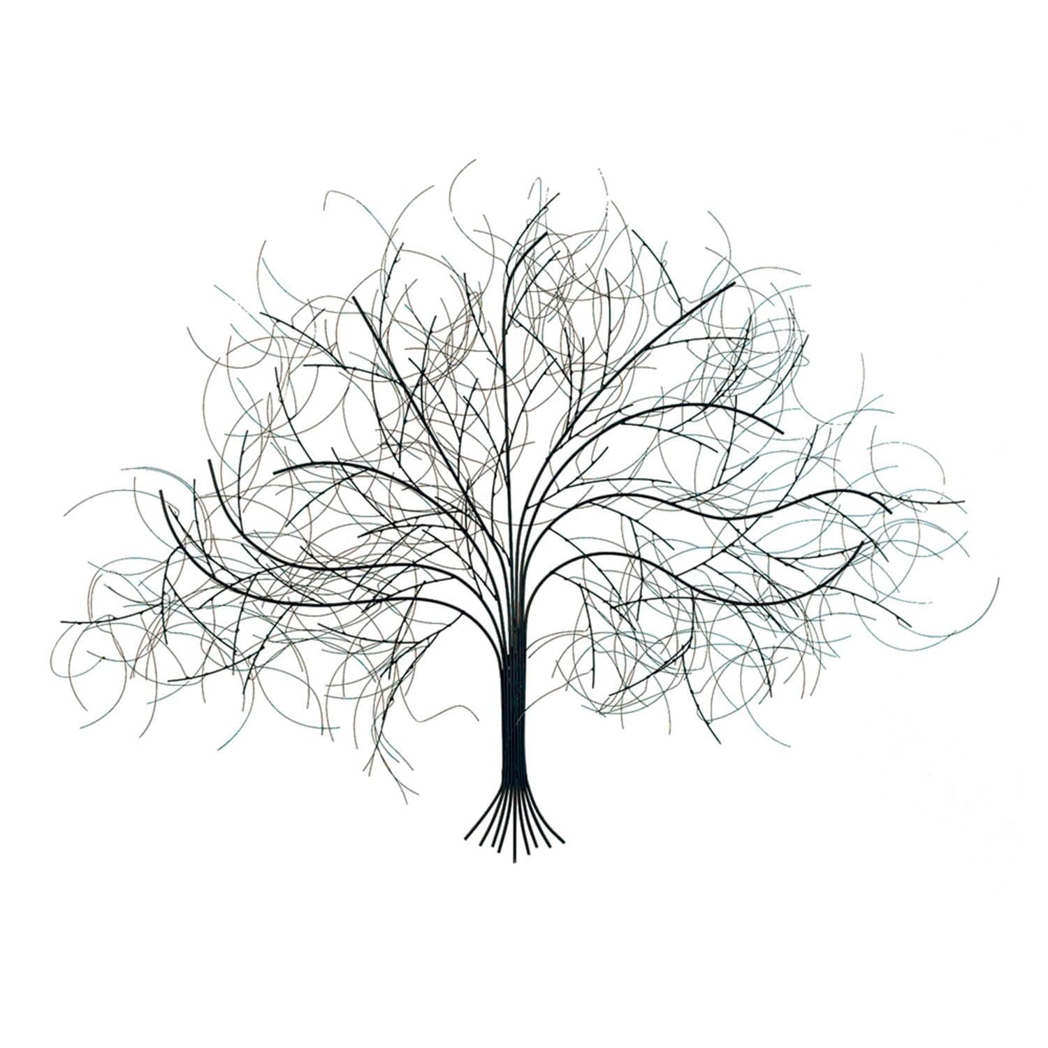 Elegant Black Metal Tree of Life Wall Sculpture - 36" x 28"