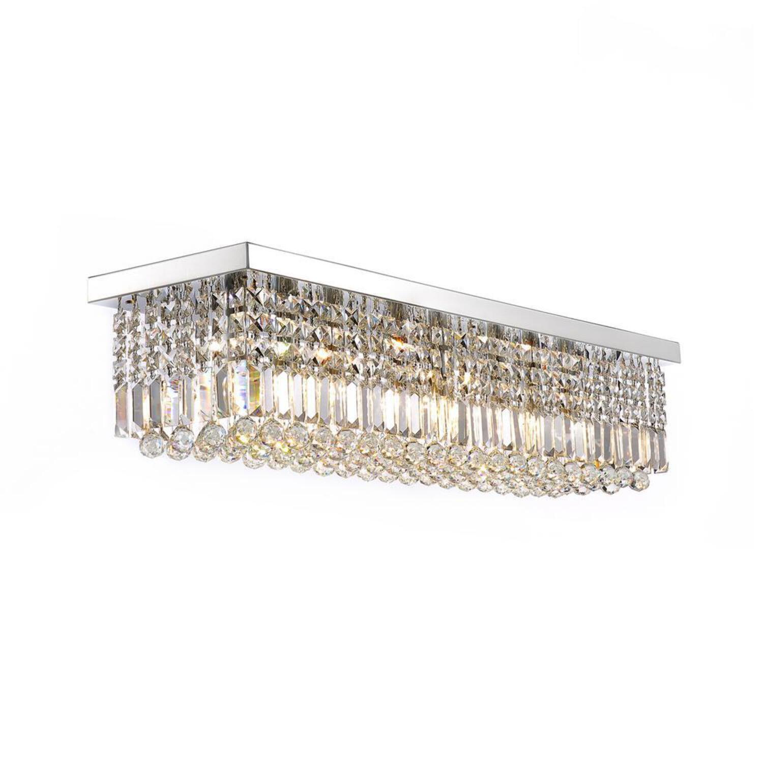 40'' Chrome Crystal Geometric Flush Mount Chandelier