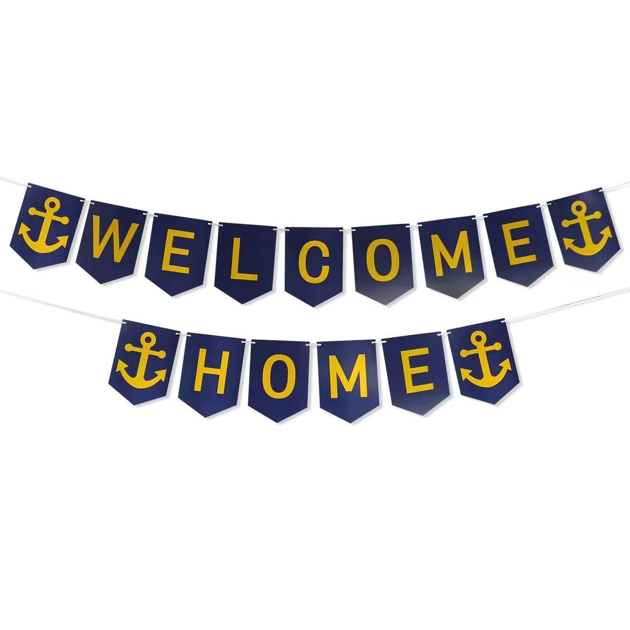 SJJCHU Military Navy Welcome IFF17 Home Banner,Patriotic Navy Deployment Returning Back Naval Soldier Homecoming Party Decoration(Navy)