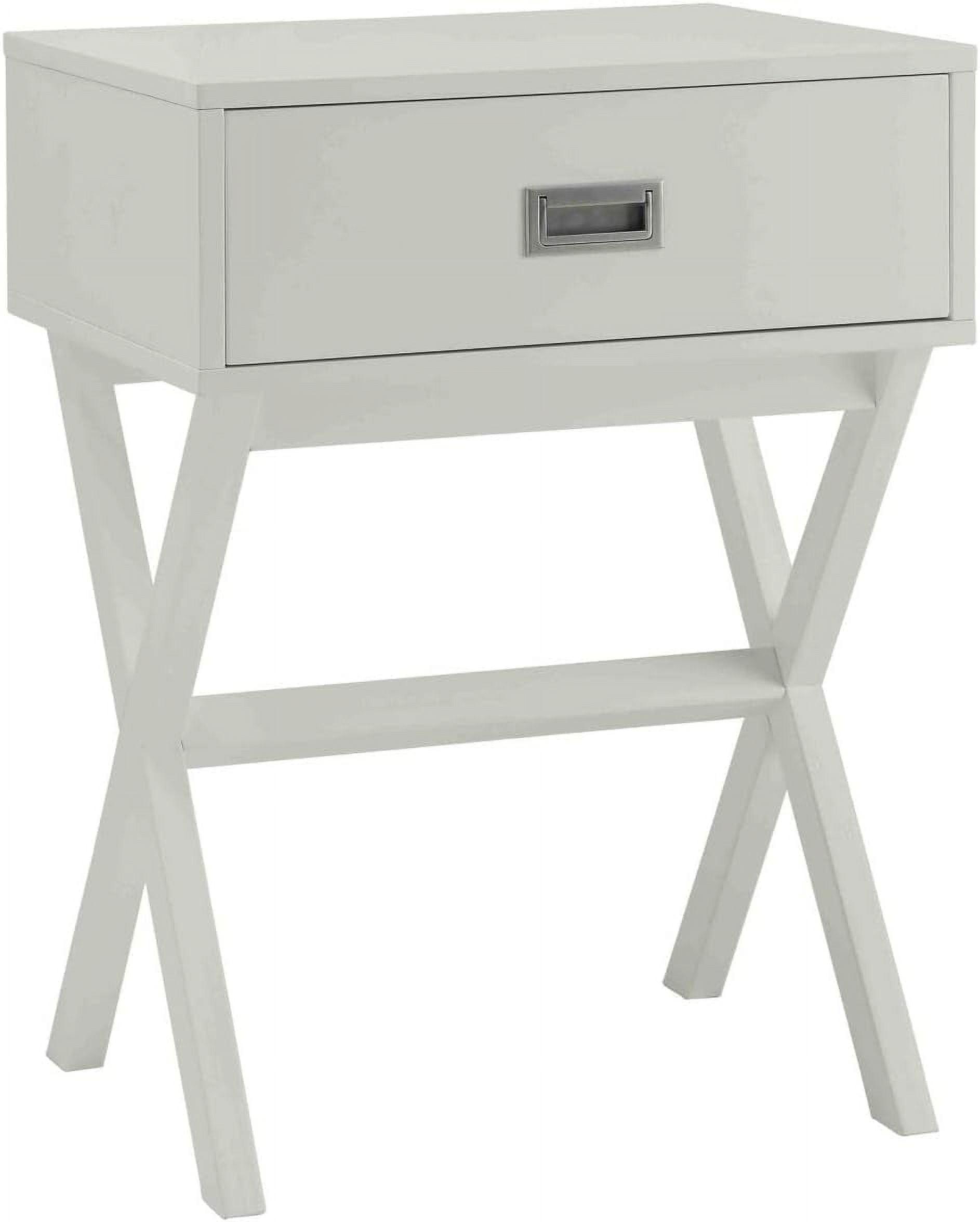 Landon Modern White Wood End Table with Concealed Drawer