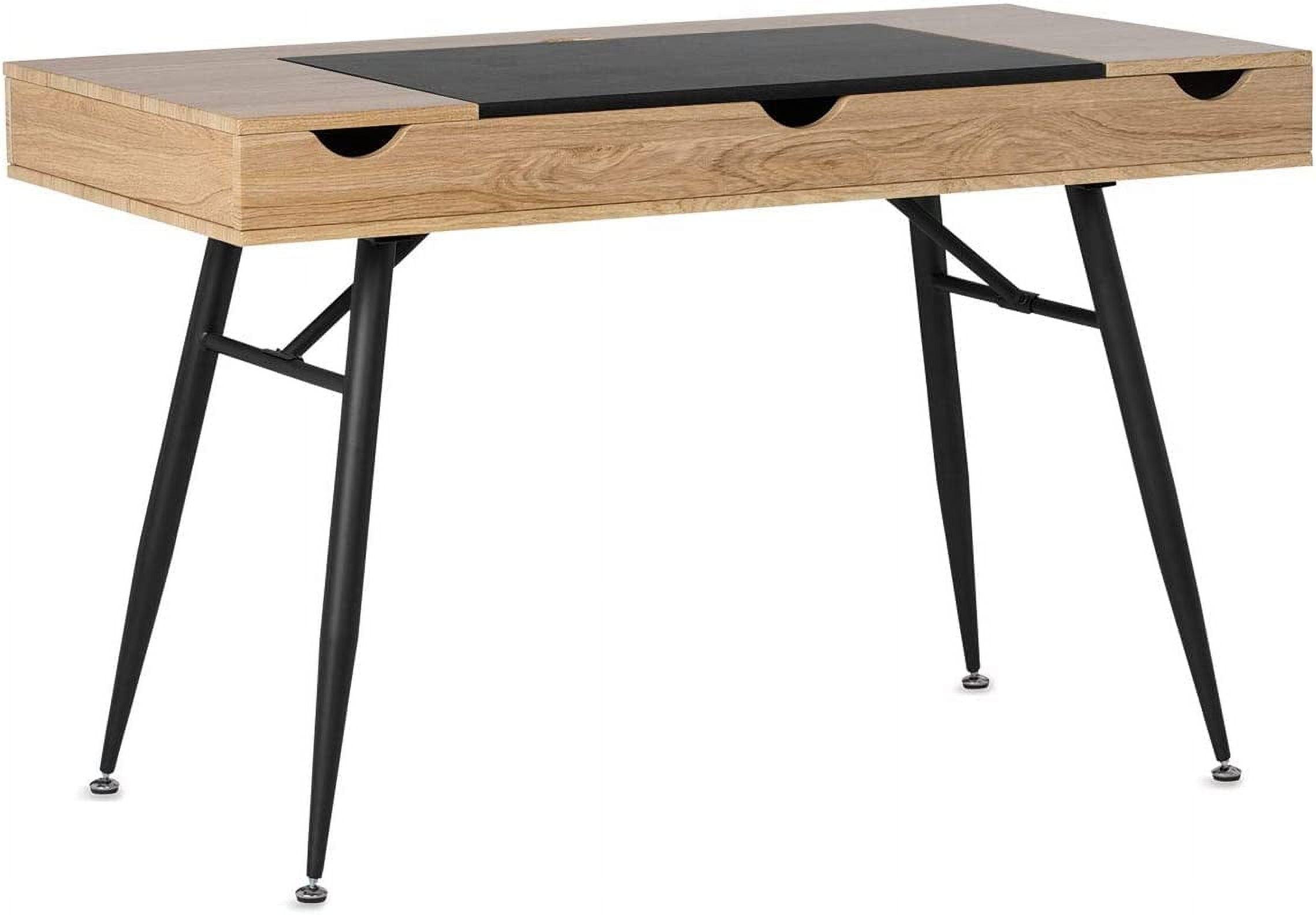 Graphite Ashwood 47.2" Modern Writing Desk with Drawer