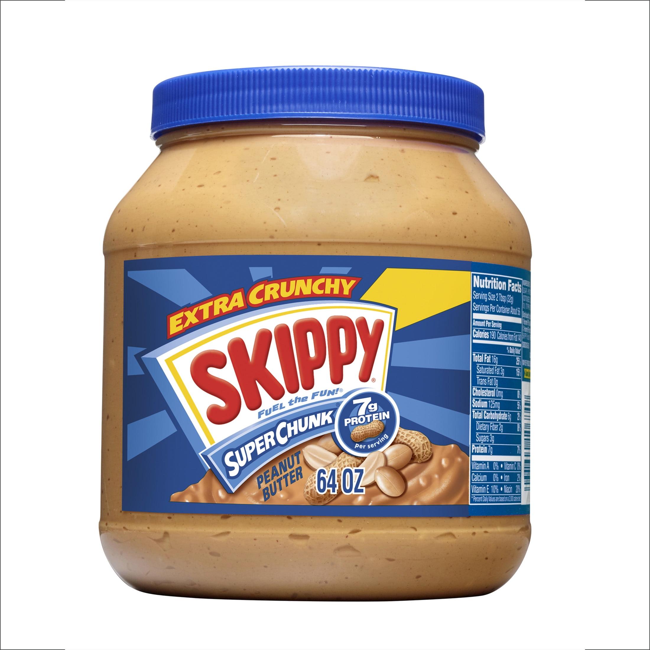 SKIPPY SUPER CHUNK Peanut Butter Spread Extra Crunchy, 7 g Protein Per Serving, Shelf-Stable, 64 oz Plastic Jar
