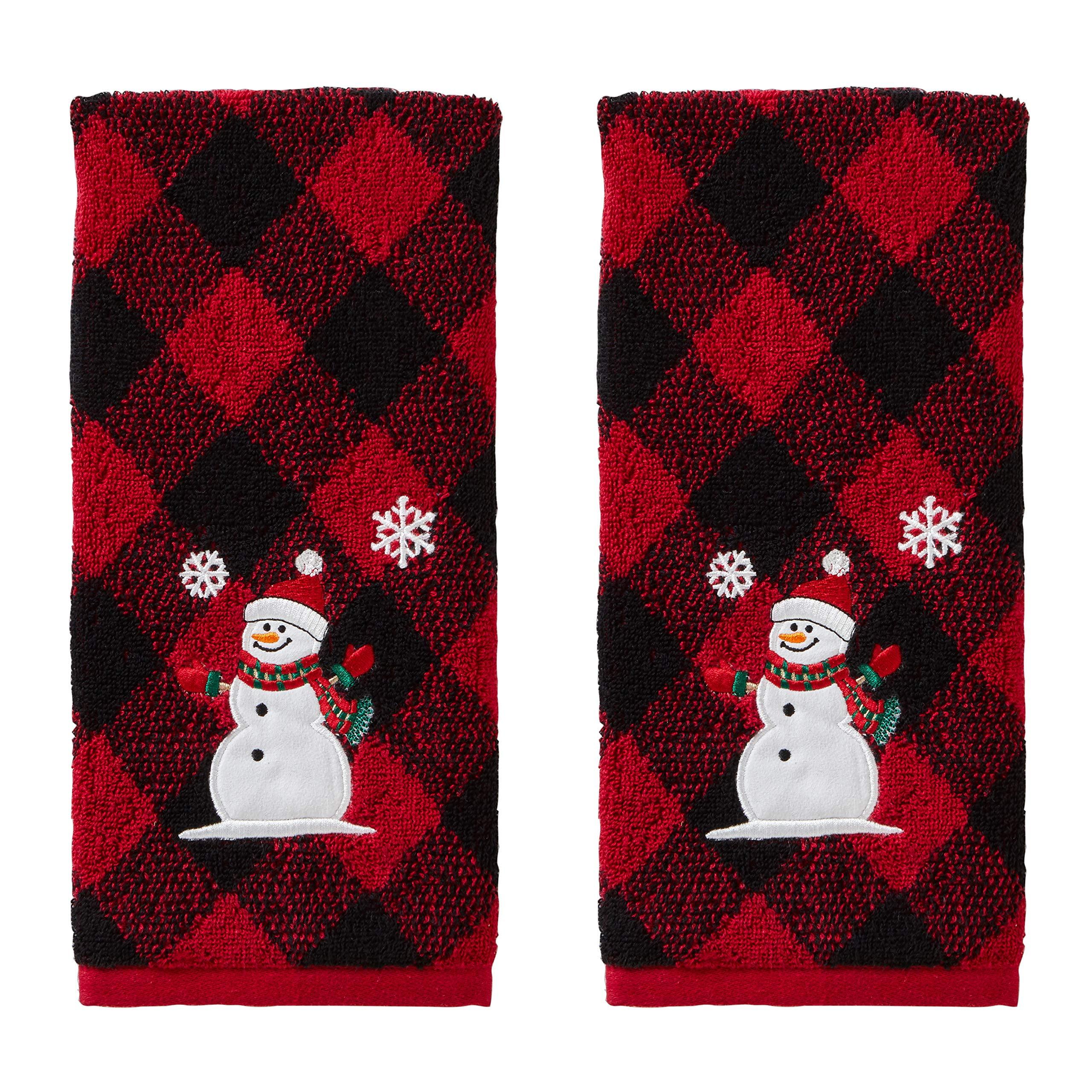 SKL Home 2pc Woodland Winter Hand Towel Set Red : Microfiber, Machine Washable, Non-Slip Backing