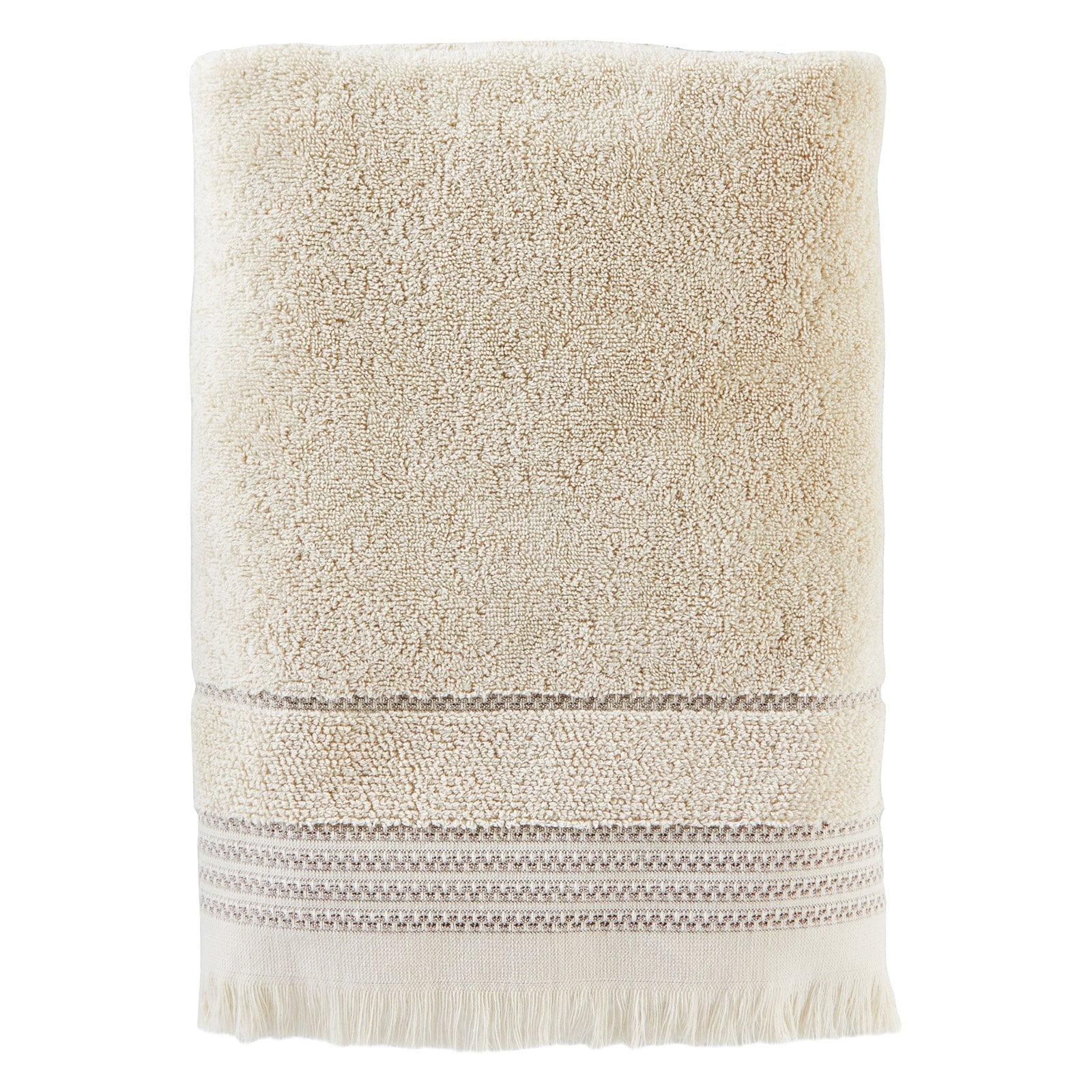 Jude Fringe Bath Towel Dark Taupe - Saturday Knight Ltd.: 100% Cotton, Midweight, Reversible, Terry Cloth