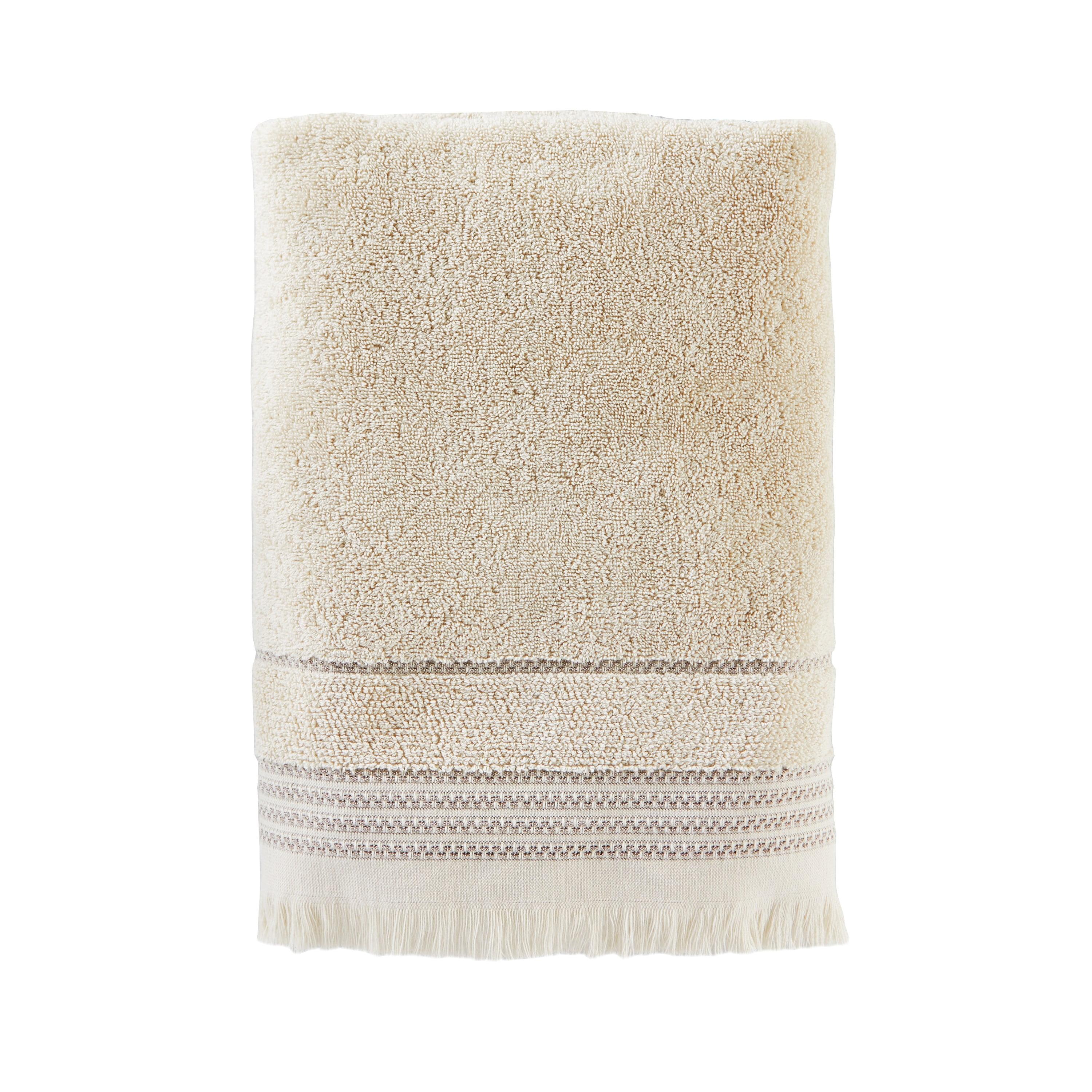 Jude Fringe Bath Towel Dark Taupe - Saturday Knight Ltd.: 100% Cotton, Midweight, Reversible, Terry Cloth