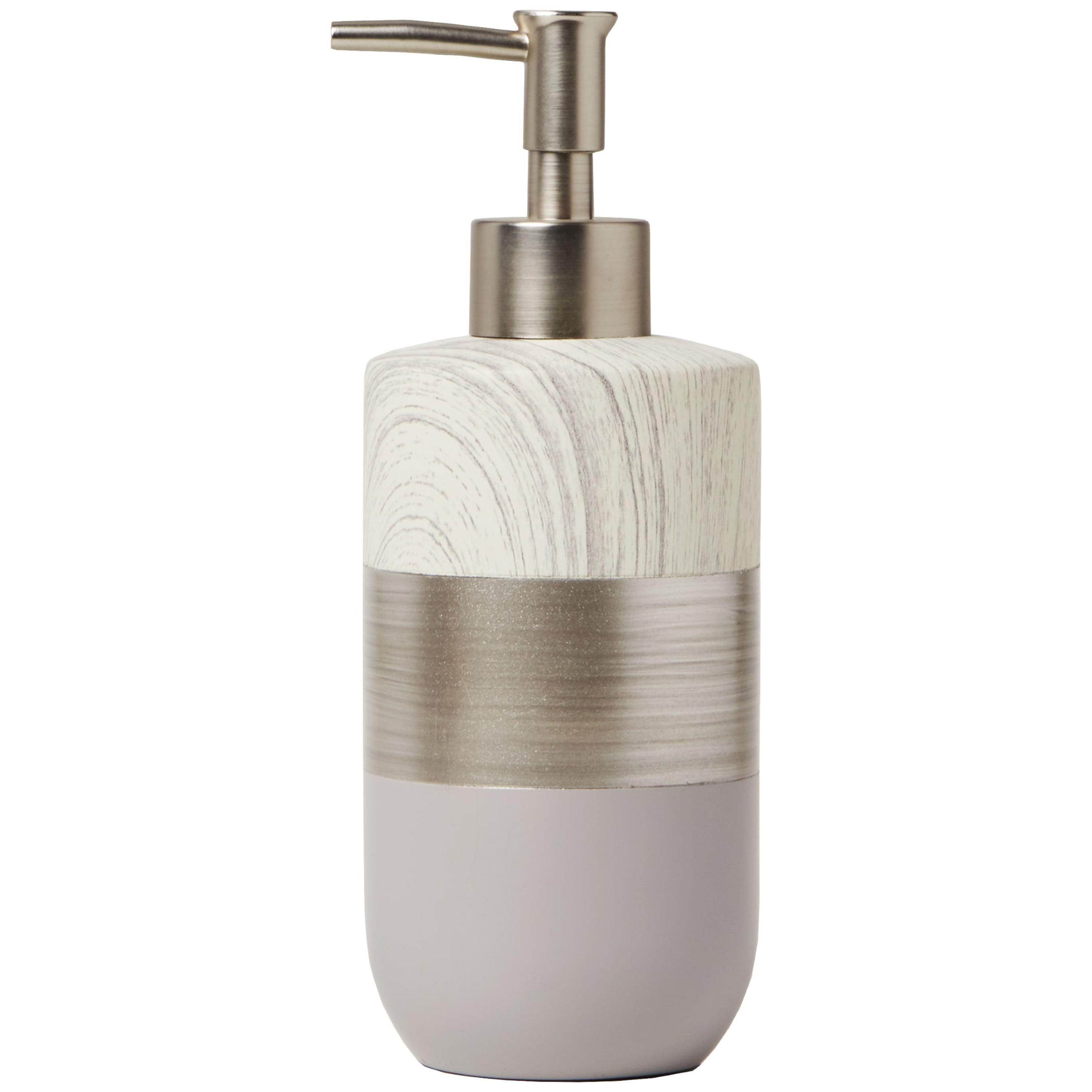Liselotte Brushed Silver and Soft Gray Resin Lotion/Soap Dispenser