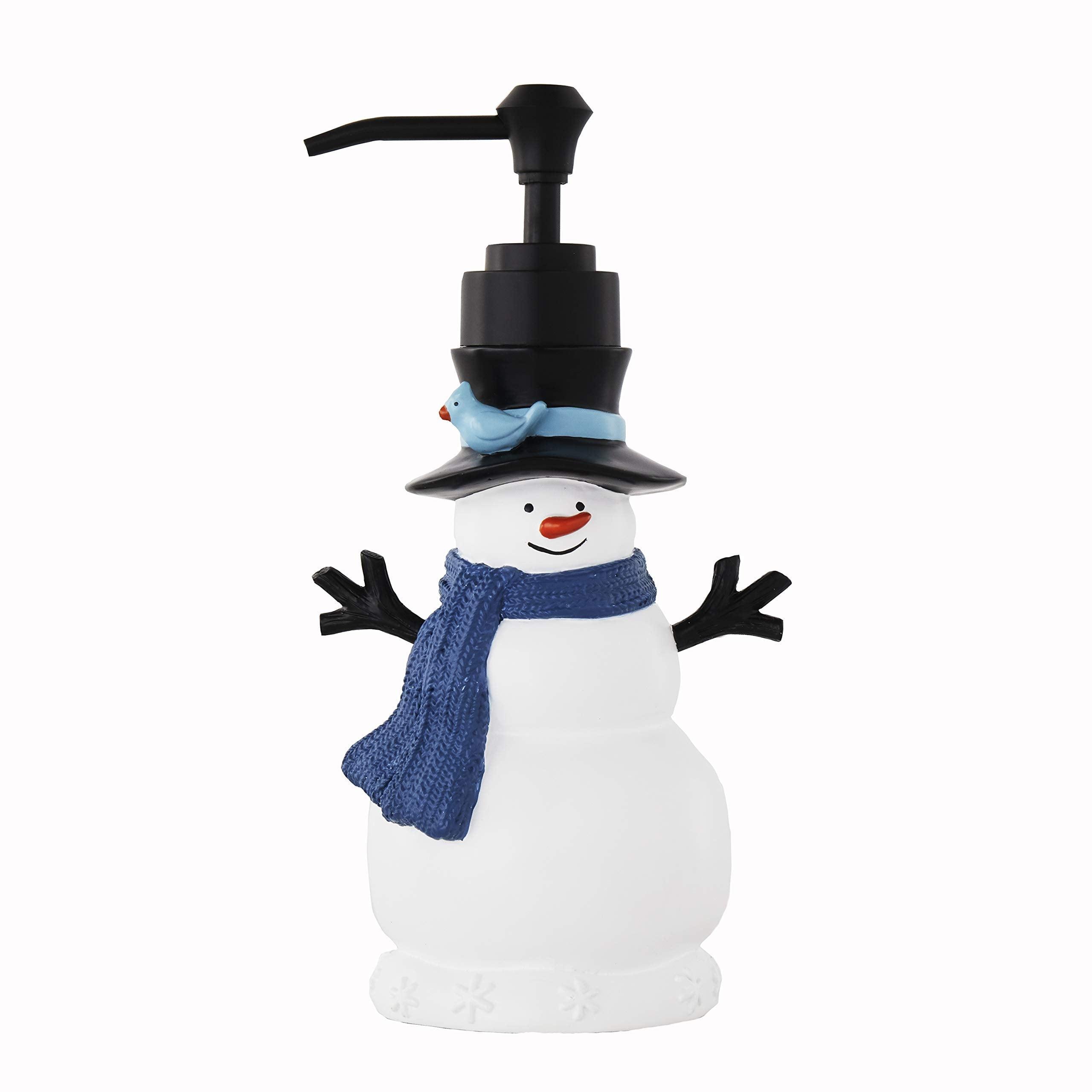 Winter Friends Blue Resin Snowman Soap Dispenser