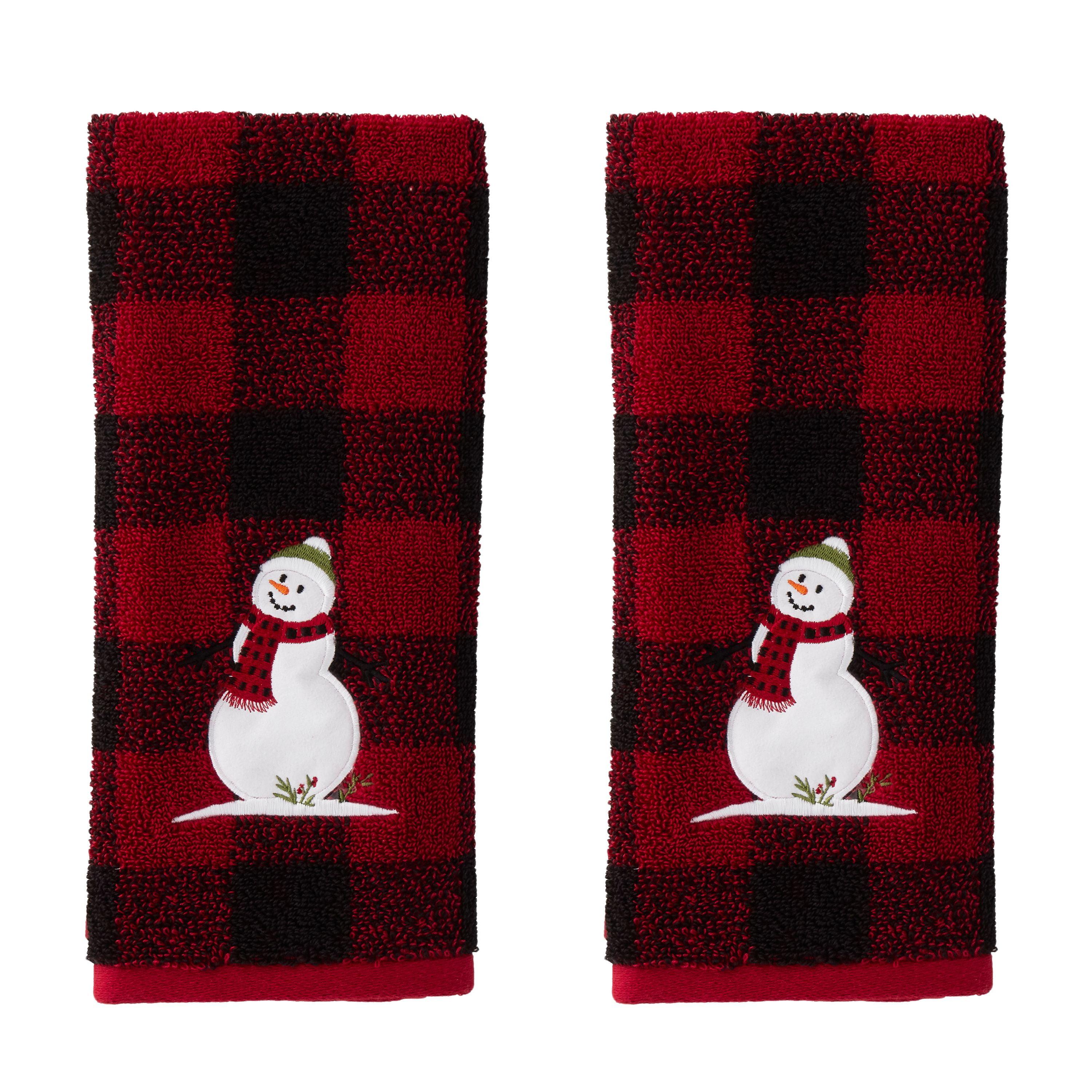 SKL Home 2pc Woodland Winter Hand Towel Set Red : Microfiber, Machine Washable, Non-Slip Backing