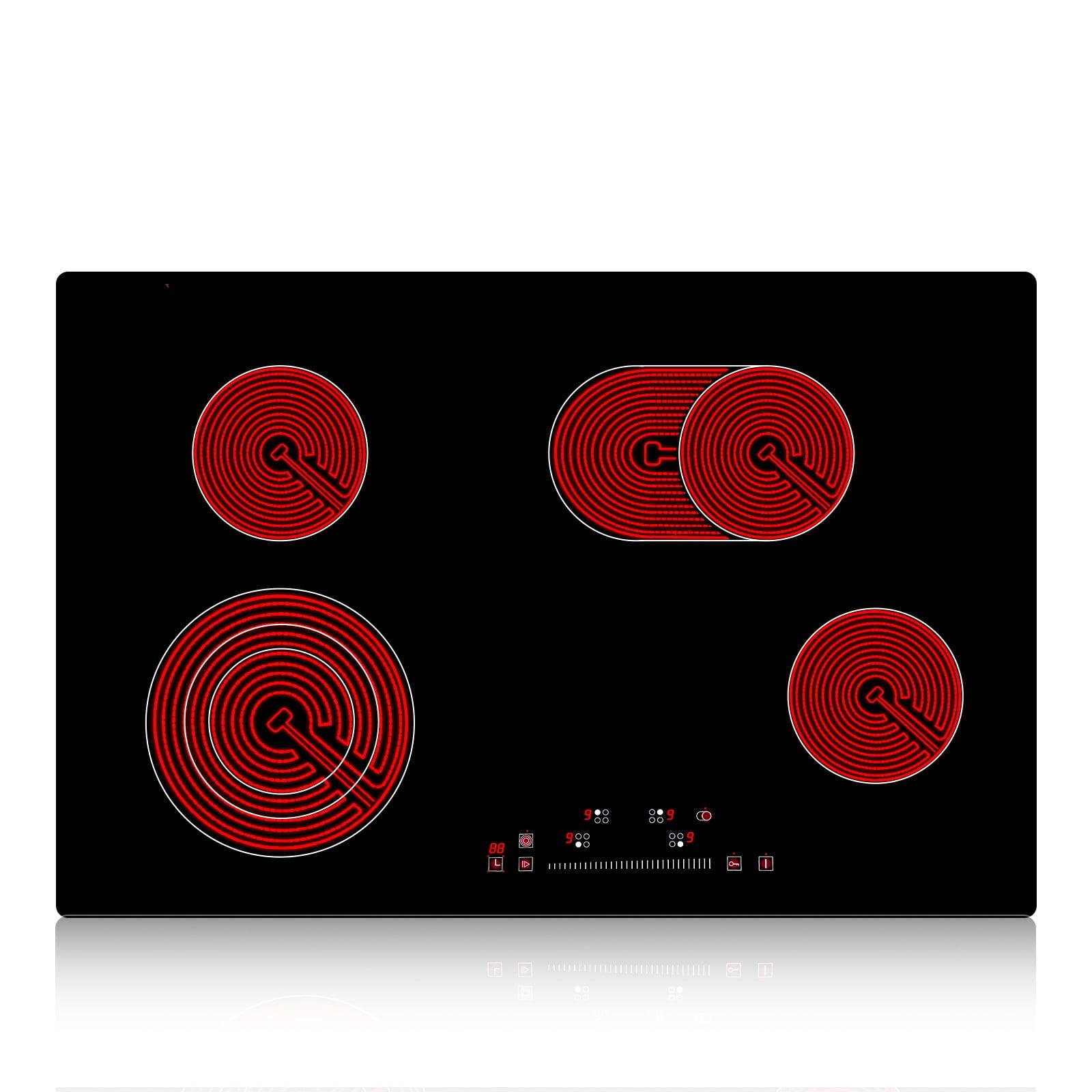 30" Black Ceramic 4-Burner Electric Cooktop with Touch Control