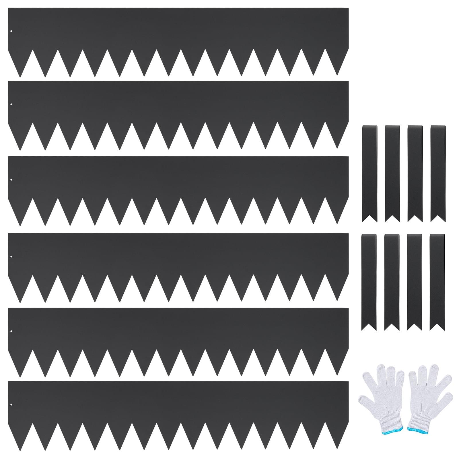 KFFKFF 6 PCS Metal Landscape Edging 40" L x 8" H Galvanized Steel Garden Border Flexible Hammer-In Outdoor Landscaping Edge with 8 Clips for Lawn, Garden, Walkway, Yard (Black)