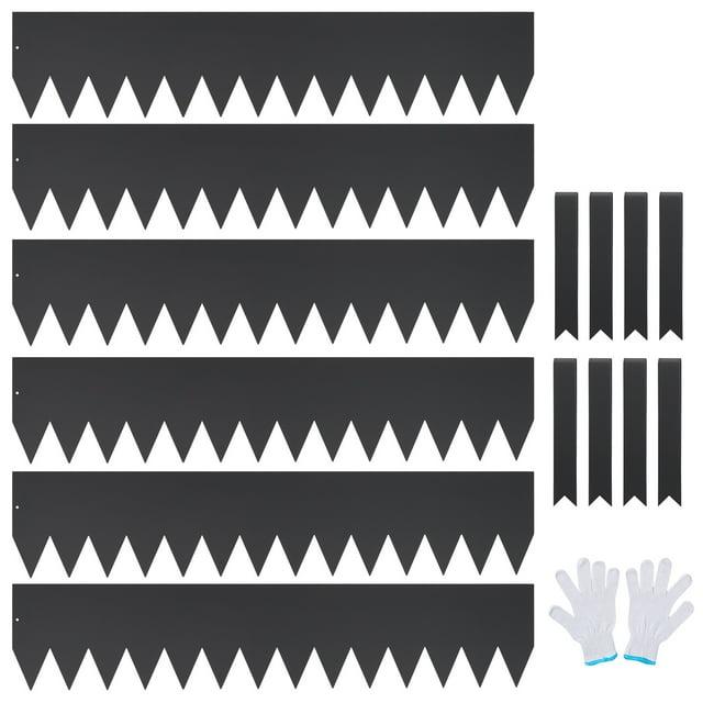 KFFKFF 6 PCS Metal Landscape Edging 40" L x 8" H Galvanized Steel Garden Border Flexible Hammer-In Outdoor Landscaping Edge with 8 Clips for Lawn, Garden, Walkway, Yard (Black)
