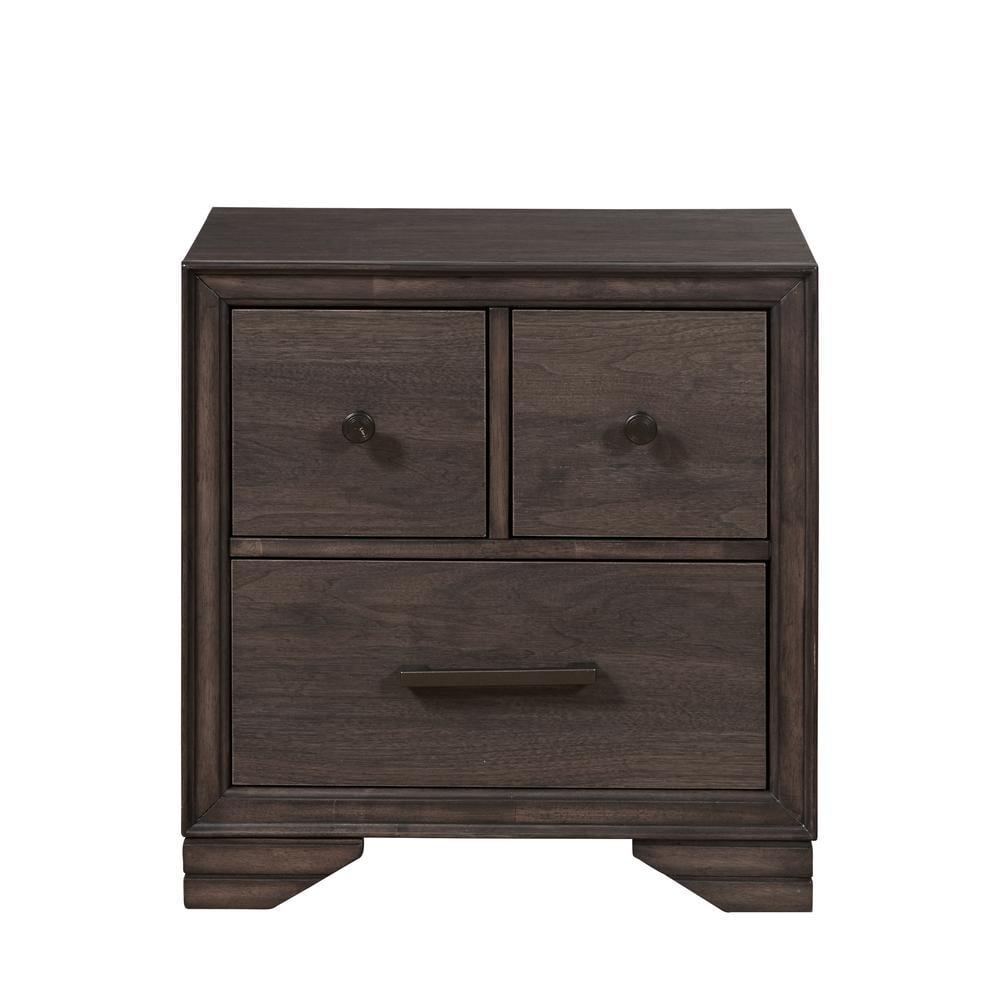 SLF Three Drawer Youth Nightstand with USB in Brown